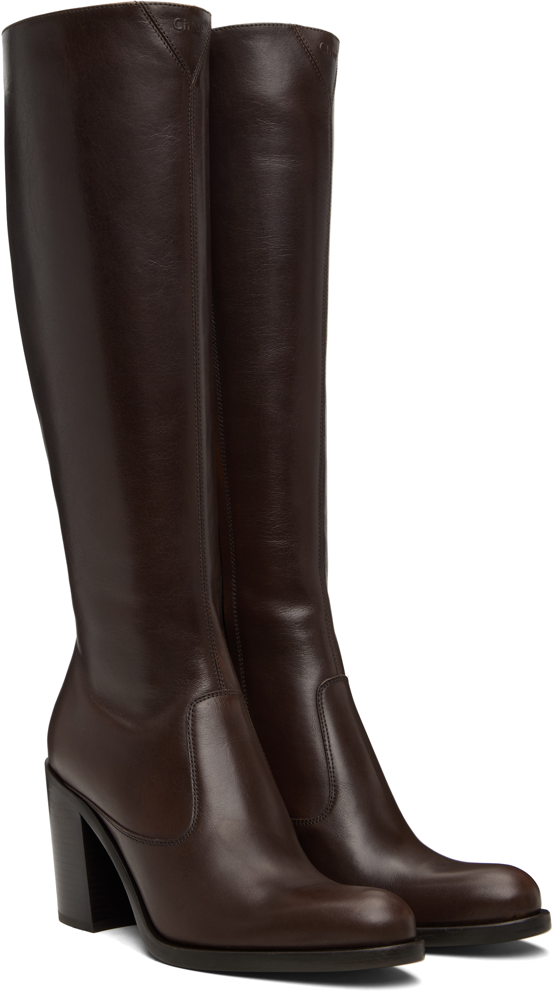 Chloé: Brown Phoenix Heeled Tall Boots | SSENSE