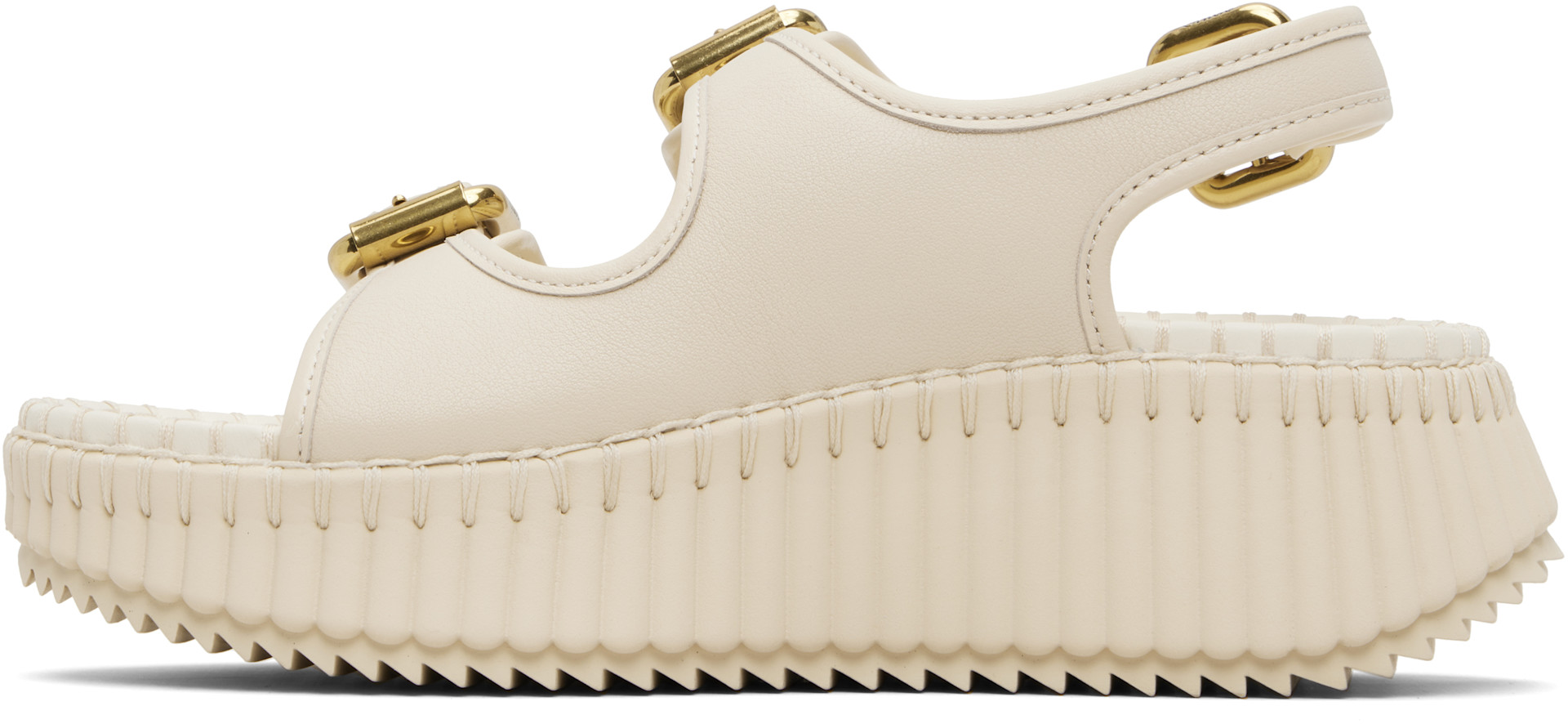 Chloé - Sandales à talon compensé Nama beiges