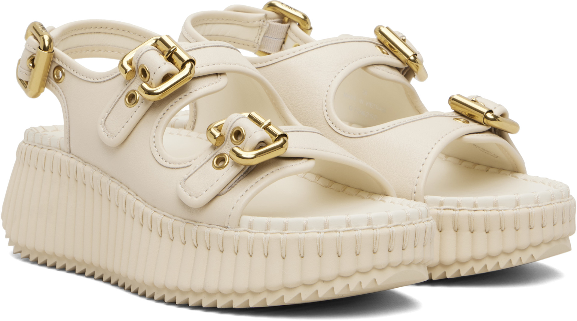 Chloé - Sandales à talon compensé Nama beiges