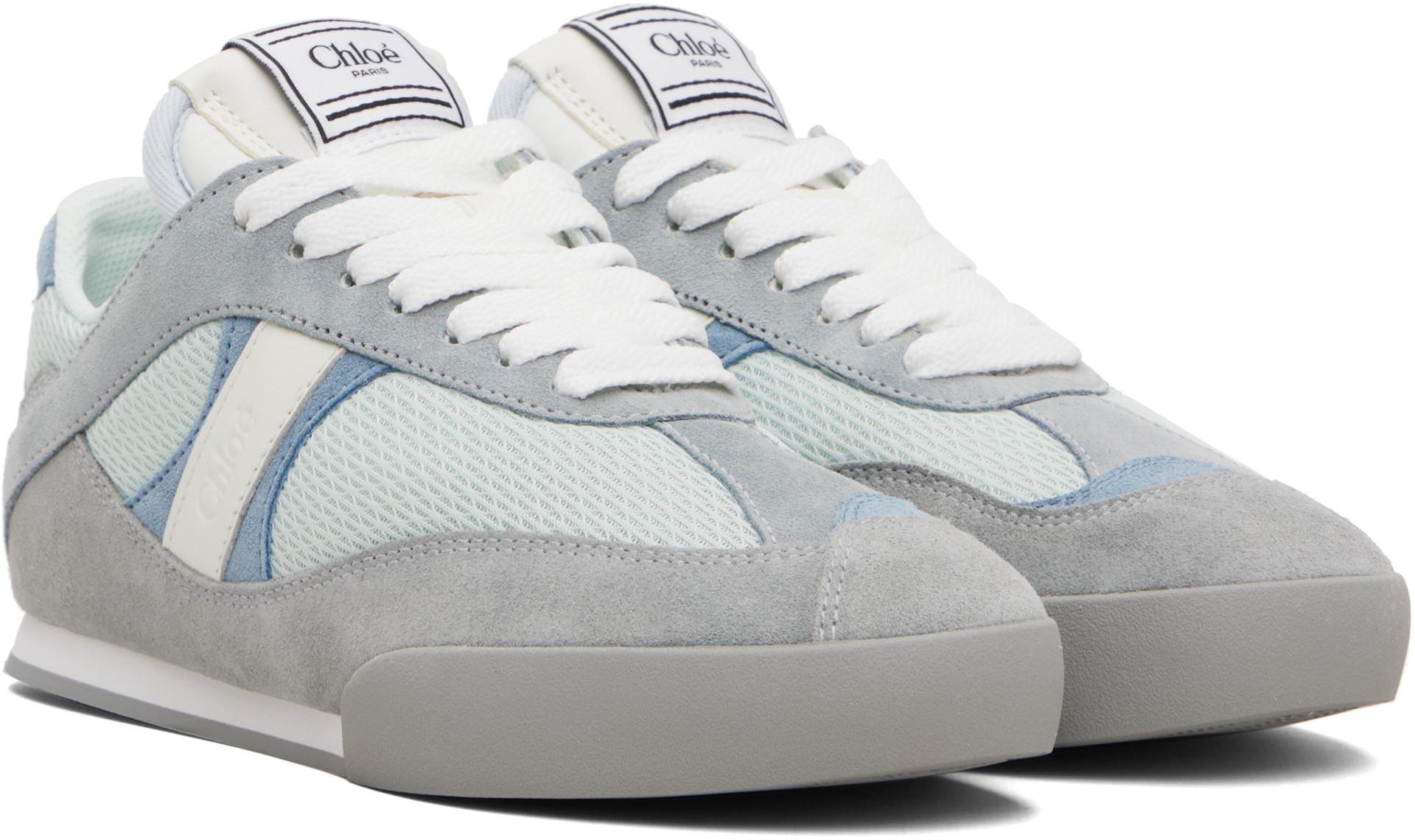 Chloé - Baskets bleu et gris à logo