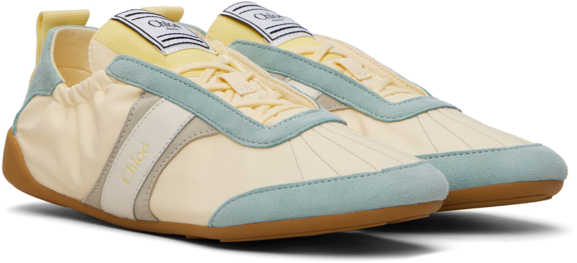 Chloé - Baskets Kick jaune et bleu à logo