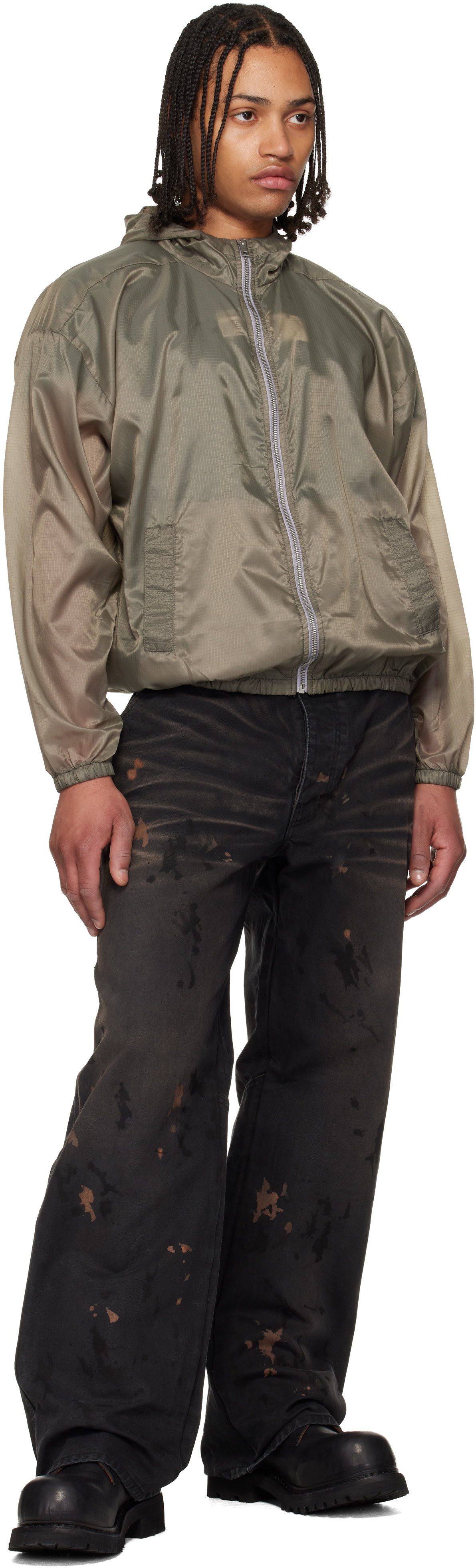 ALEXANDER DIGENOVA: Khaki Taped Seam Rain Jacket | SSENSE