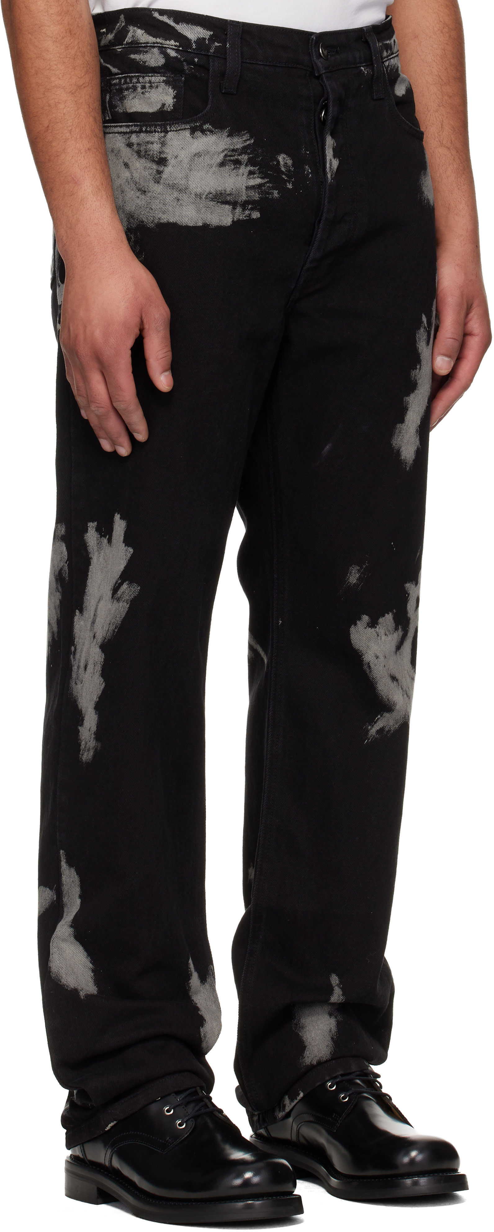 ALEXANDER DIGENOVA: Black Bleach Straight Leg Jeans | SSENSE