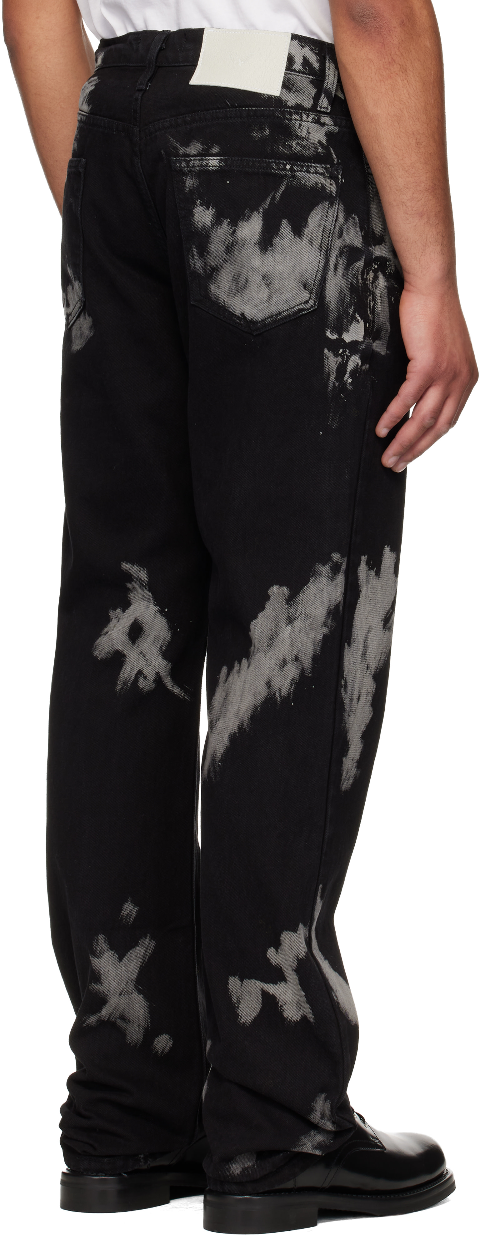 ALEXANDER DIGENOVA: Black Bleach Straight Leg Jeans | SSENSE