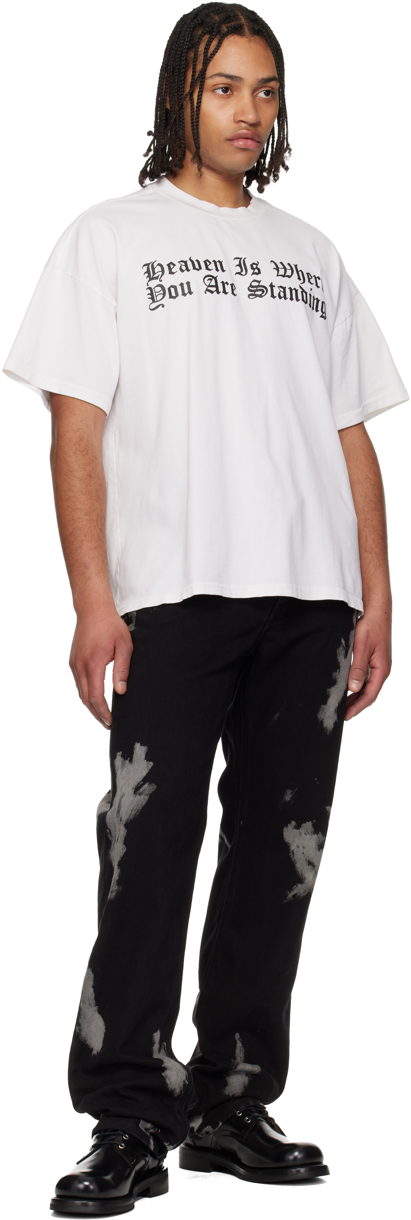 ALEXANDER DIGENOVA: Black Bleach Straight Leg Jeans | SSENSE