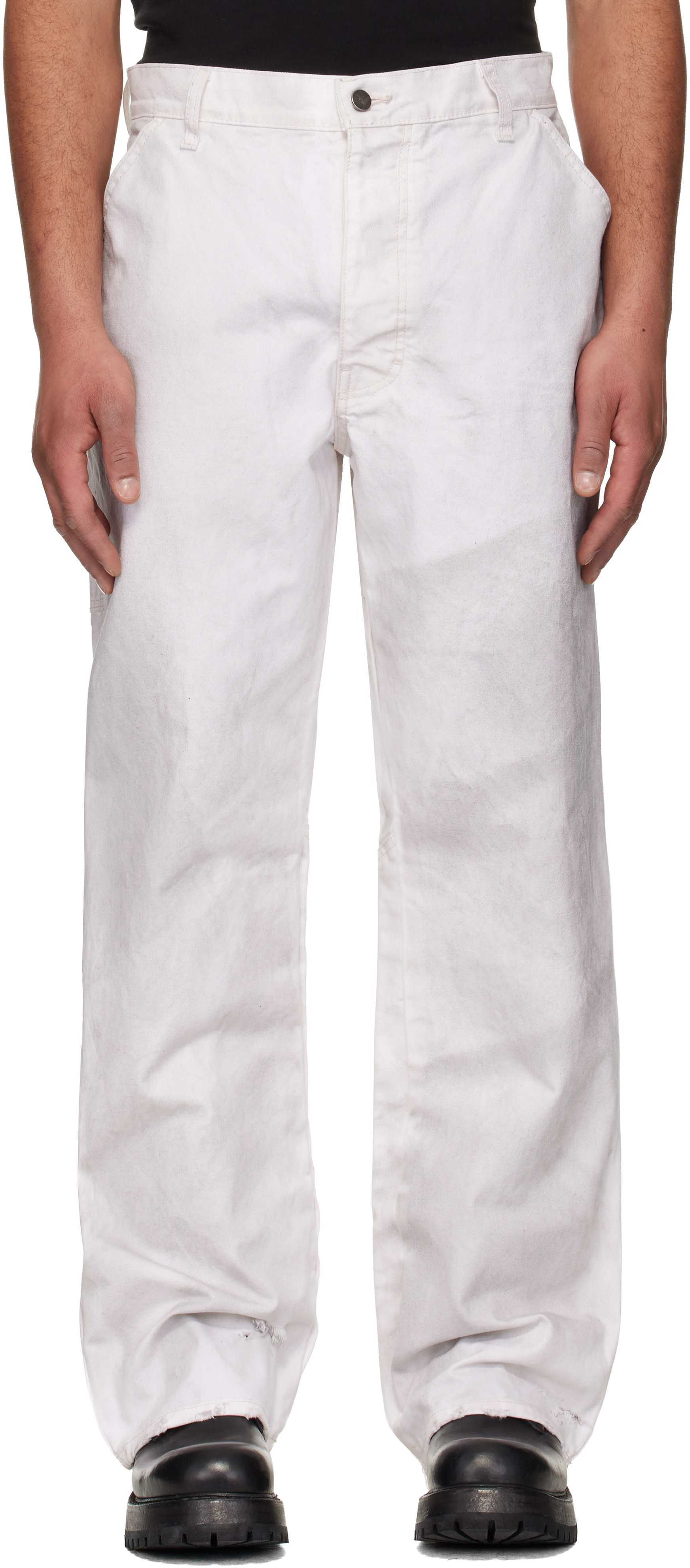 ALEXANDER DIGENOVA: Off-White Underground Vintage Trousers | SSENSE