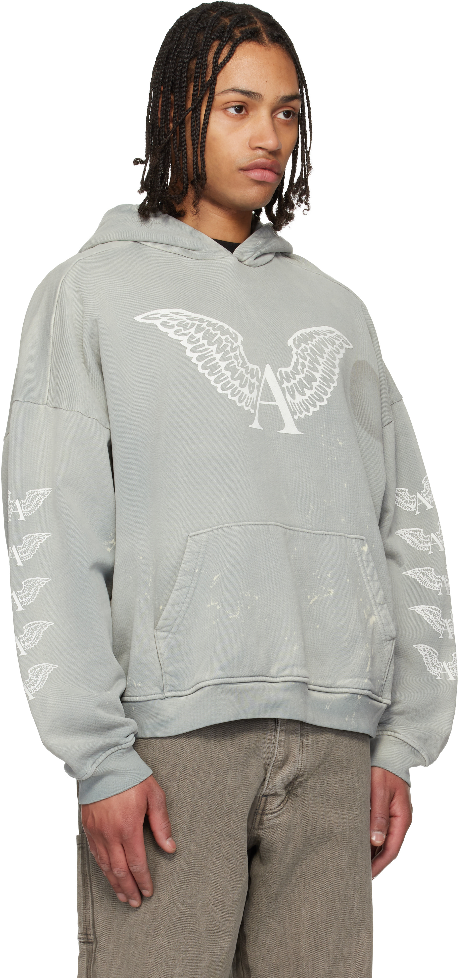 ALEXANDER DIGENOVA - Pull à capuche gris à logos