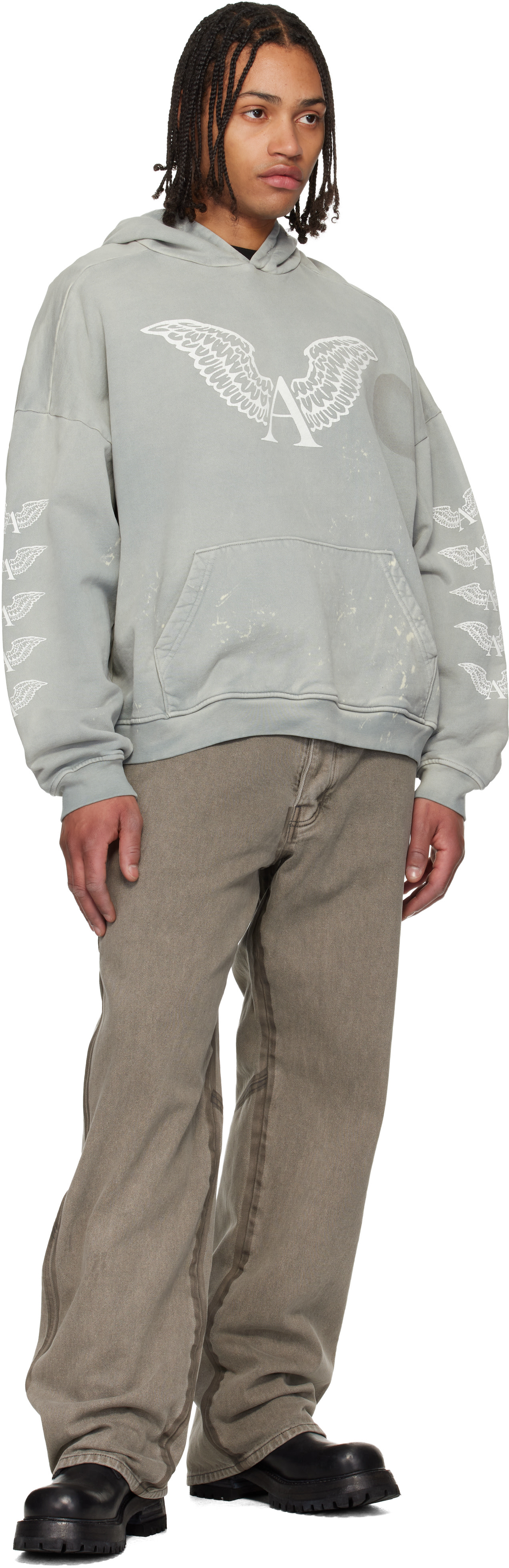 ALEXANDER DIGENOVA - Pull à capuche gris à logos