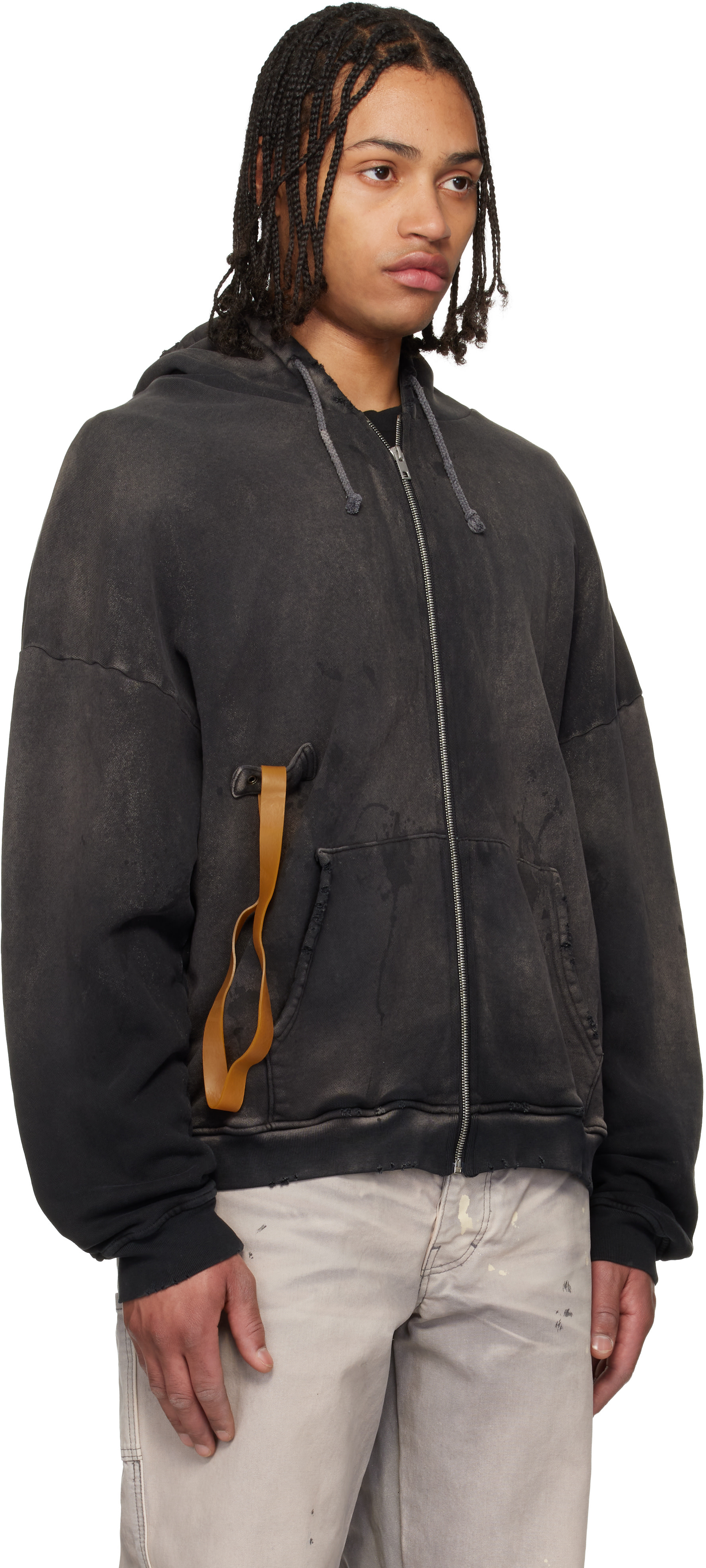 トップス Alexanderdigenova hoodie ALEXANDER DIGENOVA: Black Rubber Band Hoodie | SSENSE