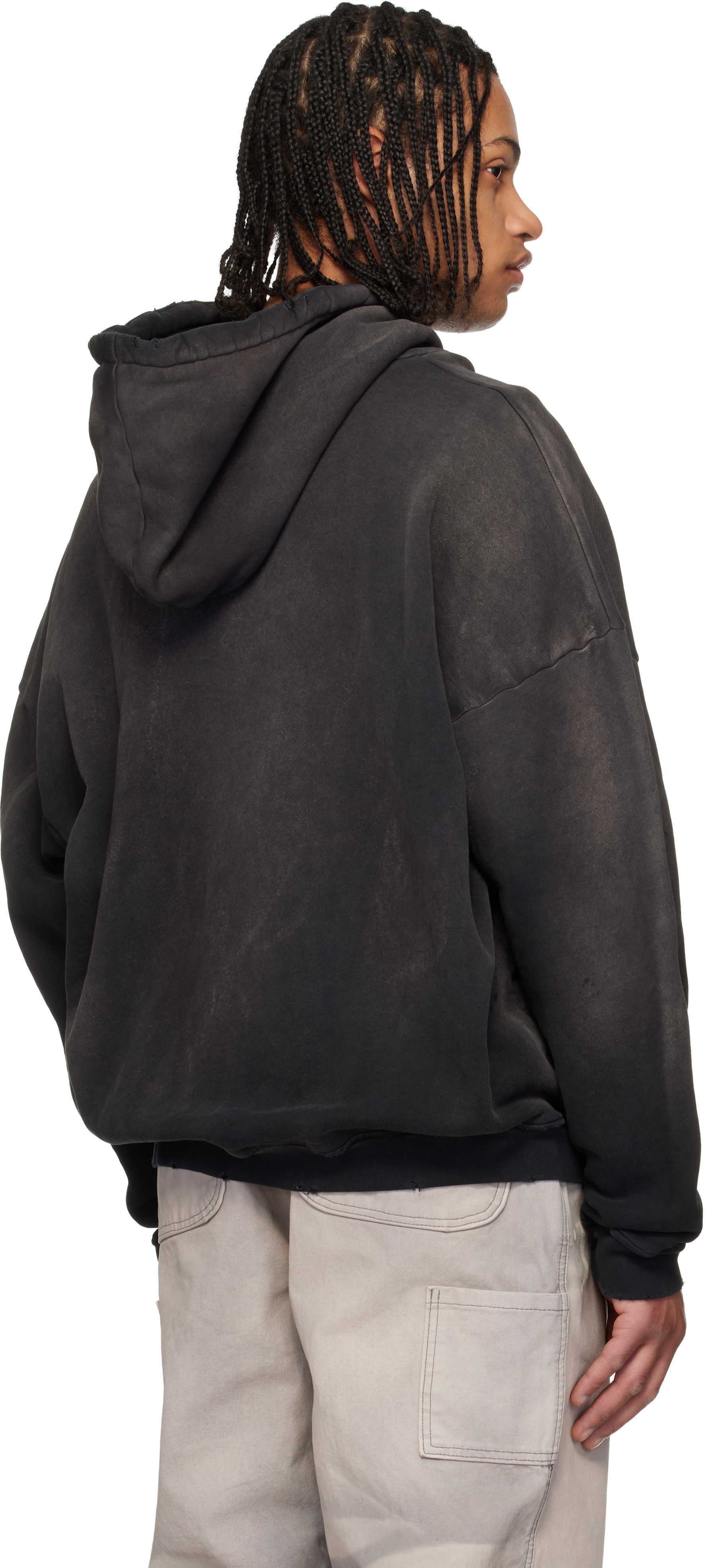 ALEXANDER DIGENOVA: Black Rubber Band Hoodie | SSENSE