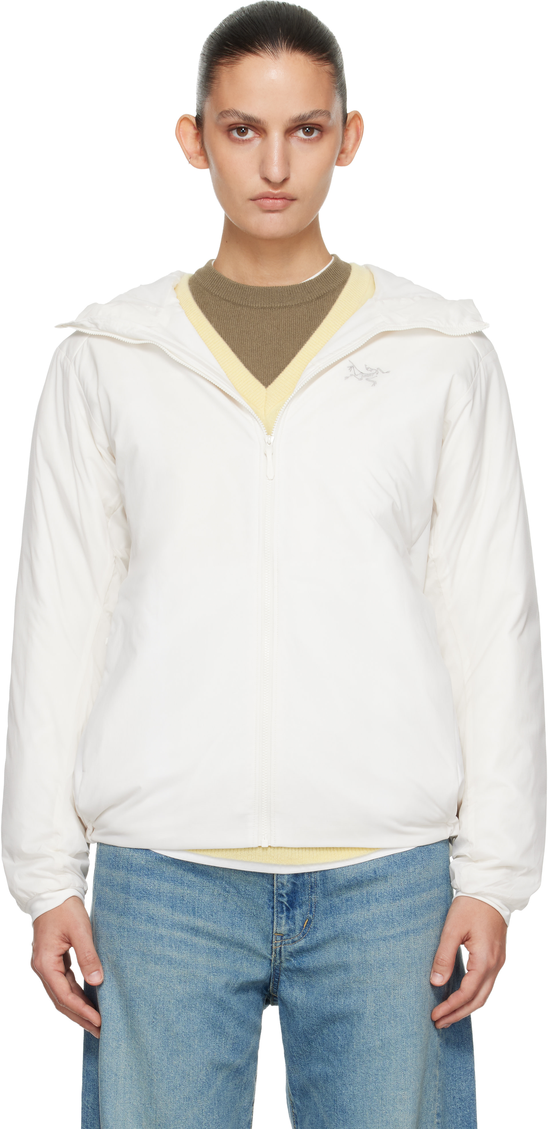Arc'teryx - Blouson Atom blanc cassé à capuche