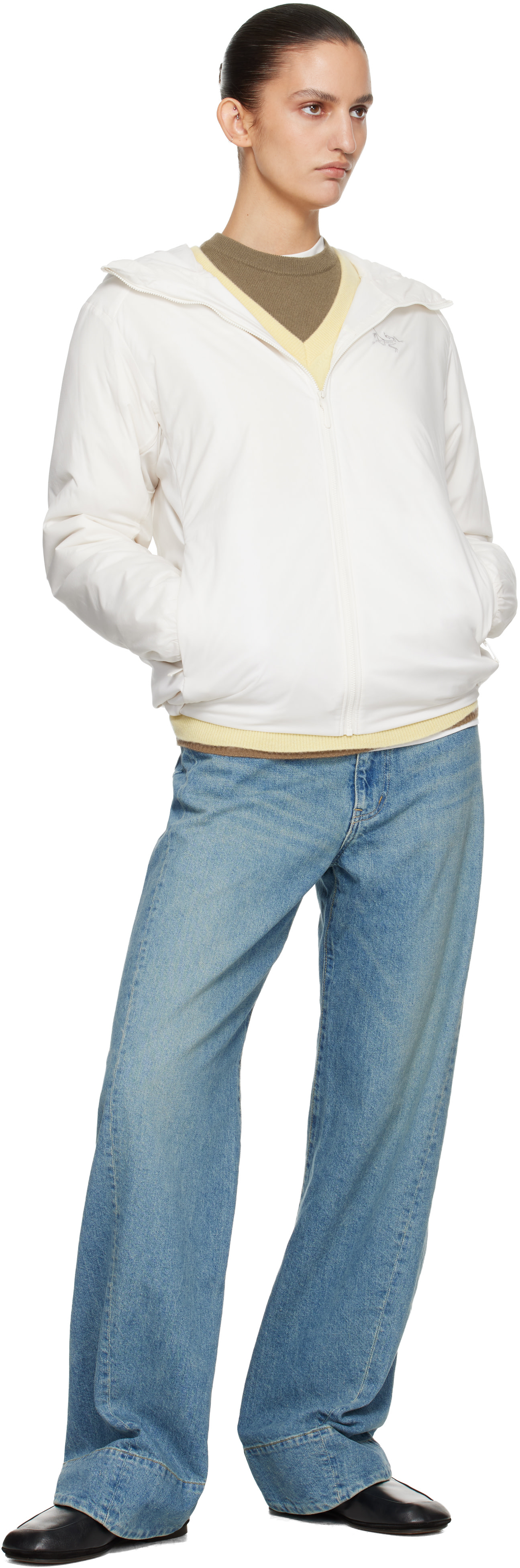 Arc'teryx - Blouson Atom blanc cassé à capuche