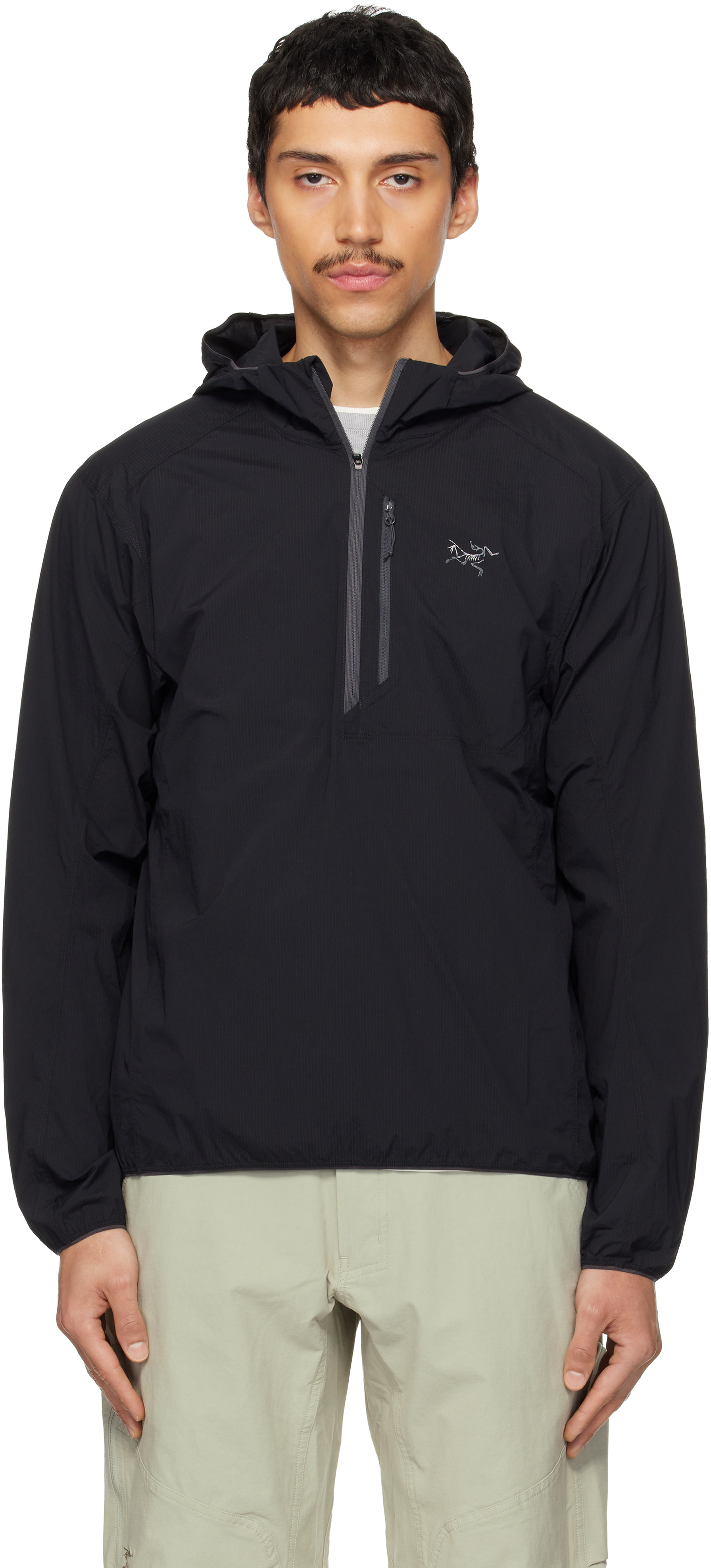 Arc'teryx: Black Ossa 1/2 Zip Hoodie | SSENSE Canada