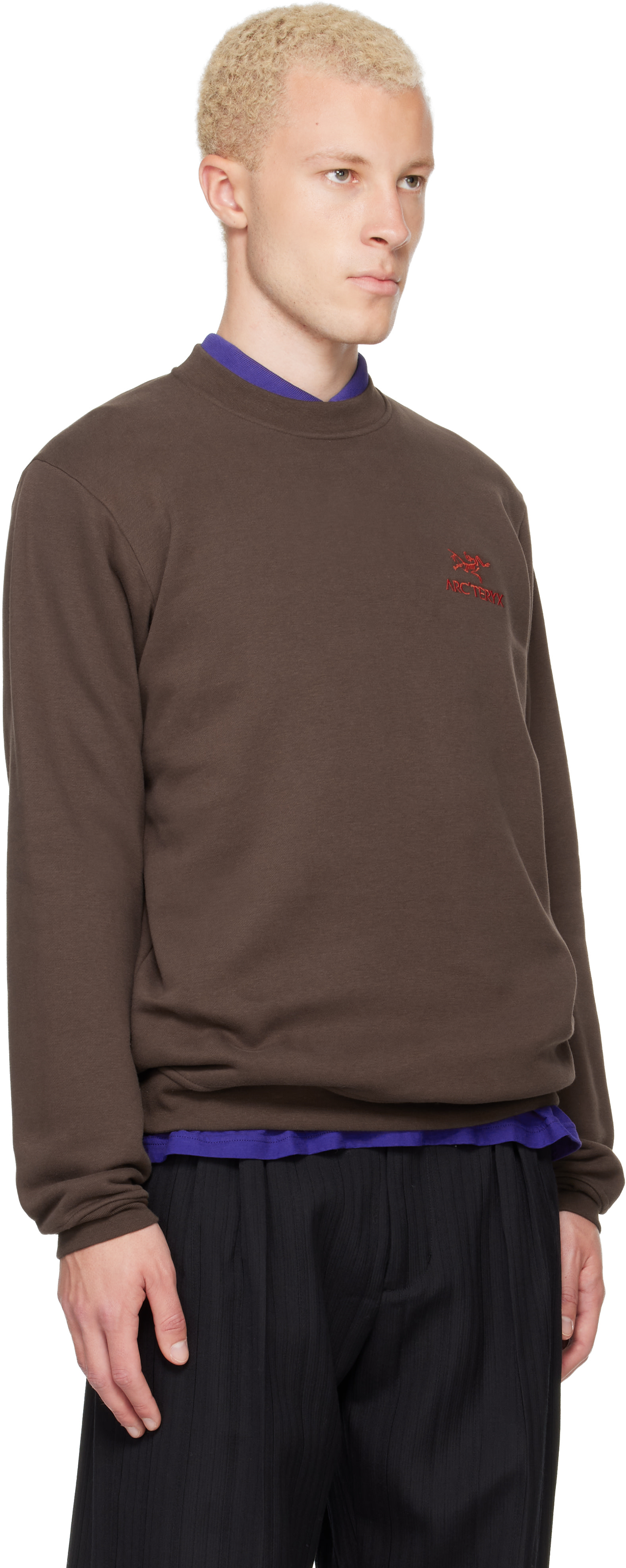 Arc'teryx - Pull molletonné Emblem brun à envers molletonné et à col ras du cou