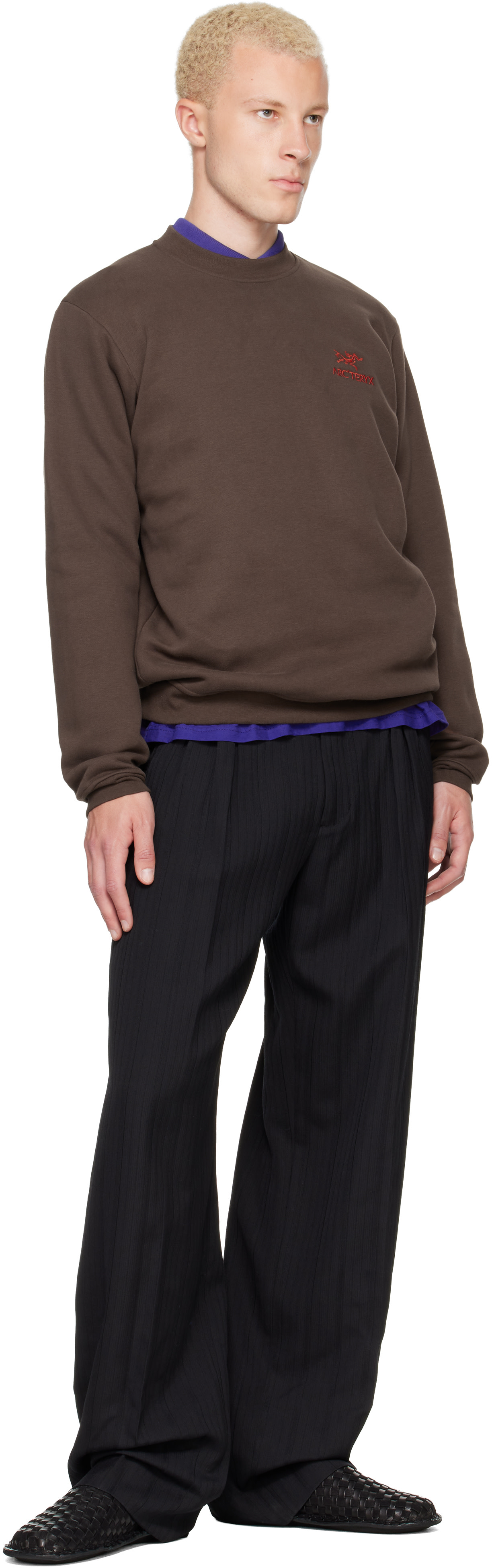 Arc'teryx - Pull molletonné Emblem brun à envers molletonné et à col ras du cou