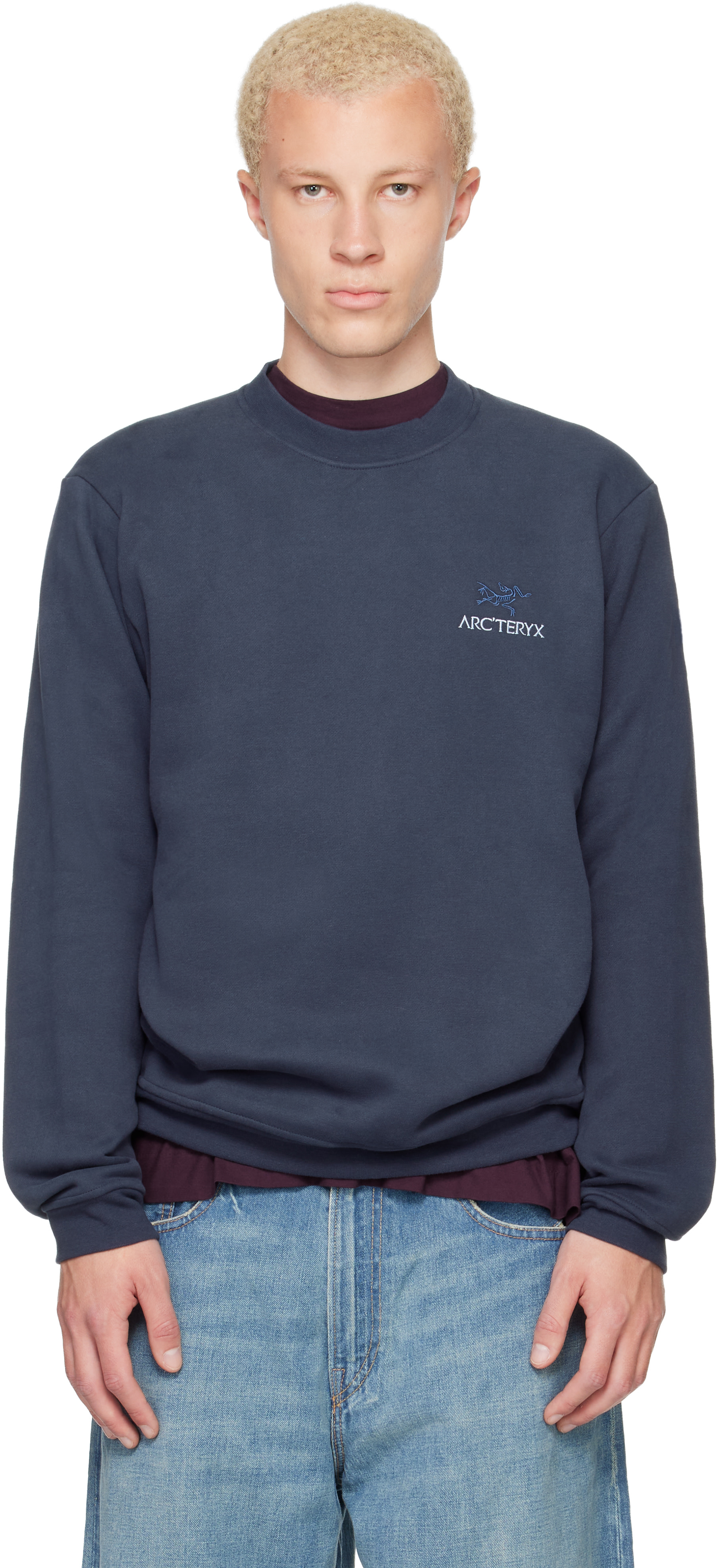Arc'teryx - Pull molletonné Emblem bleu marine à envers molletonné et à col ras du cou