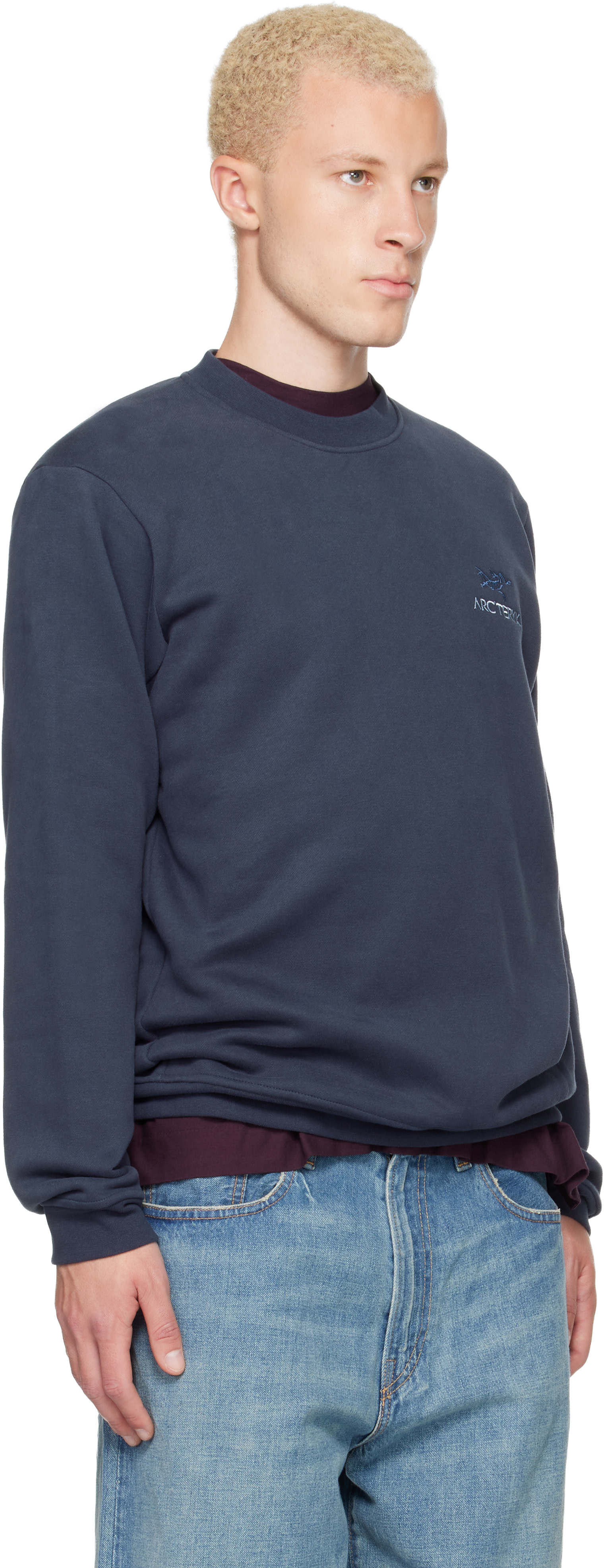 Arc'teryx - Pull molletonné Emblem bleu marine à envers molletonné et à col ras du cou