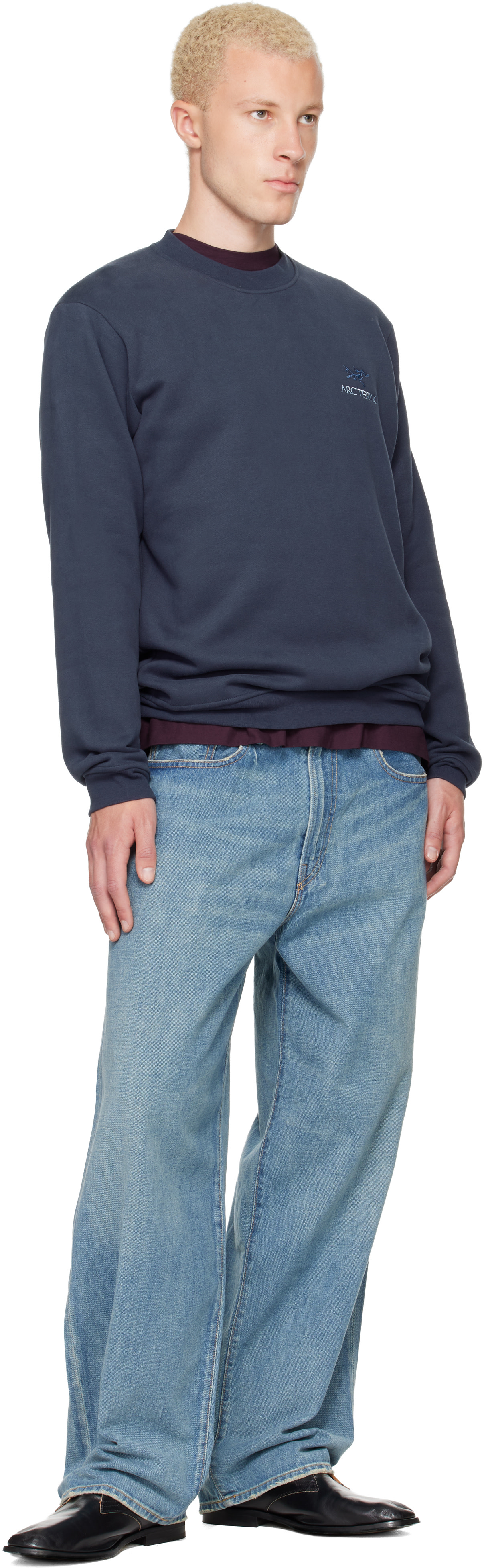 Arc'teryx - Pull molletonné Emblem bleu marine à envers molletonné et à col ras du cou