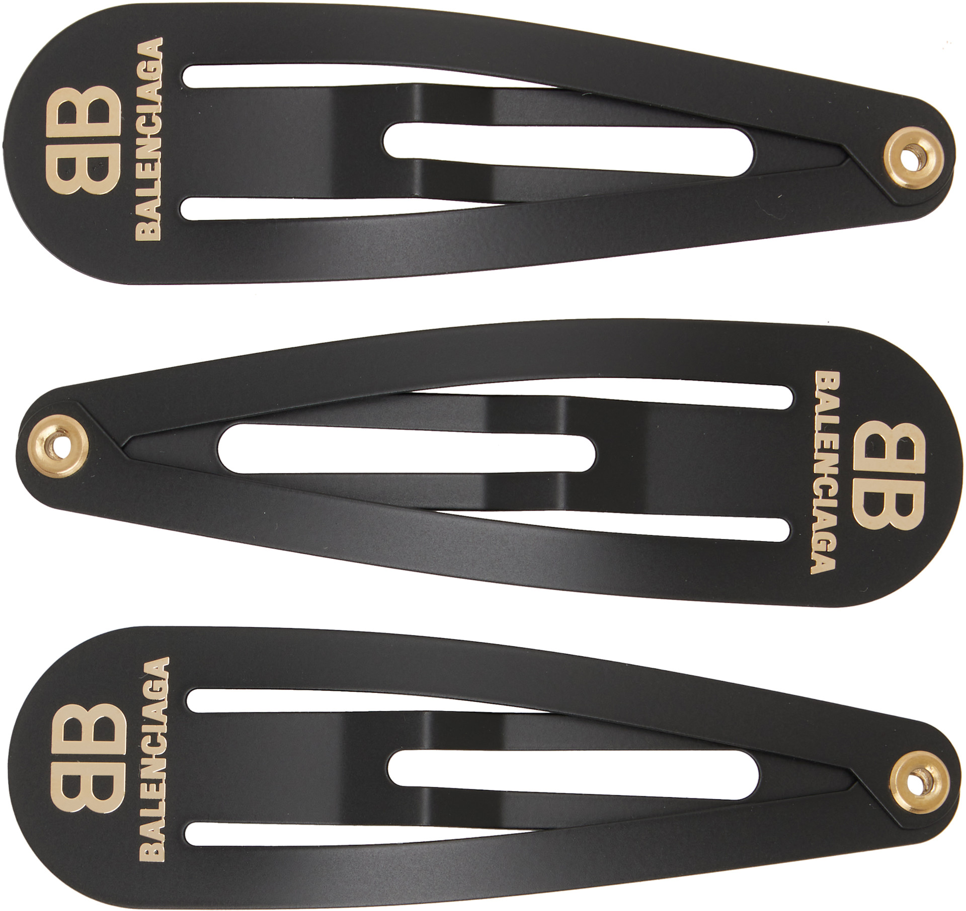 BALENCIAGA ロゴ入り ブラック ヘアピン Balenciaga: Three-Pack Black Hair Clips | SSENSE