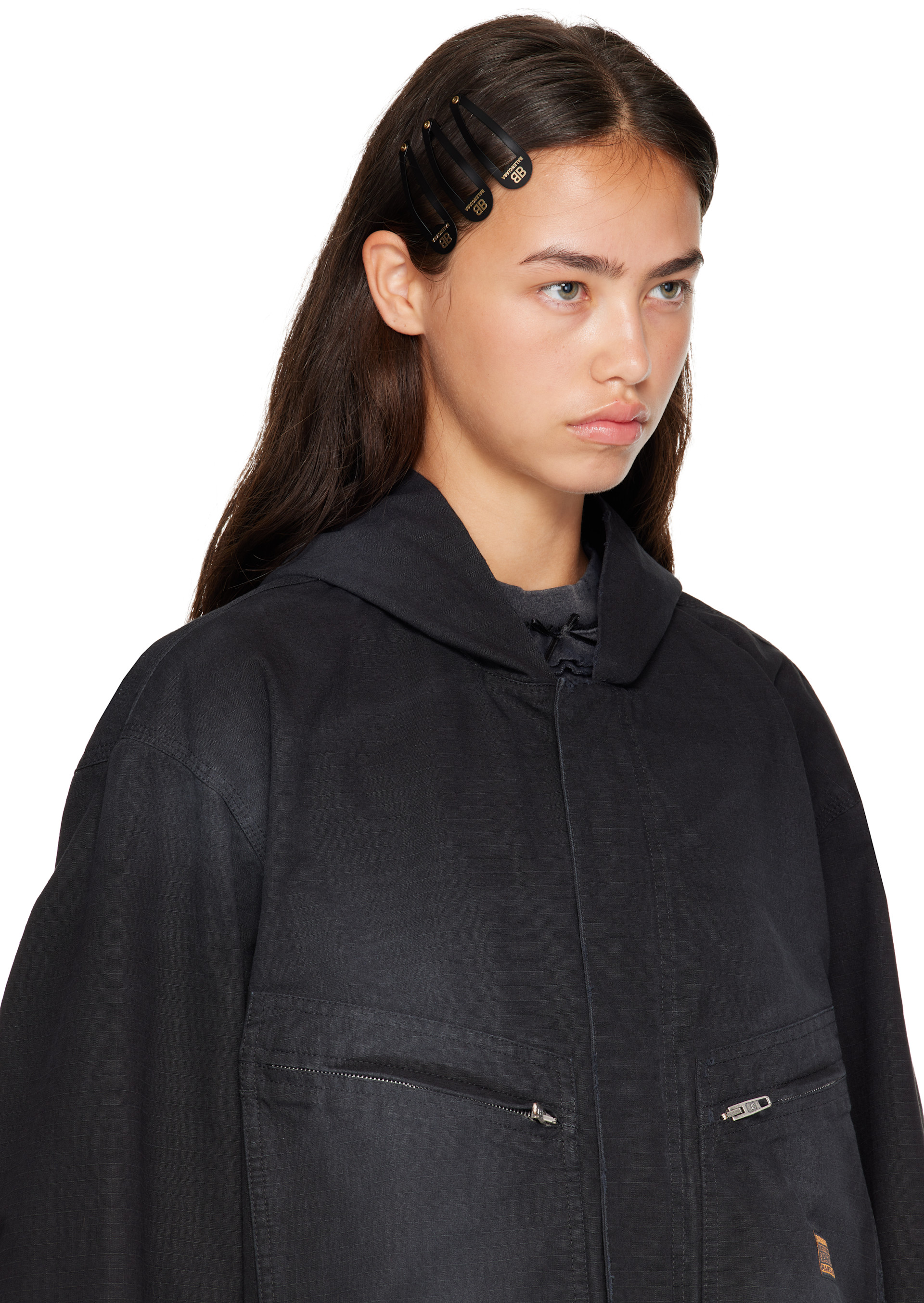 Balenciaga - Ensemble de trois barrettes noires