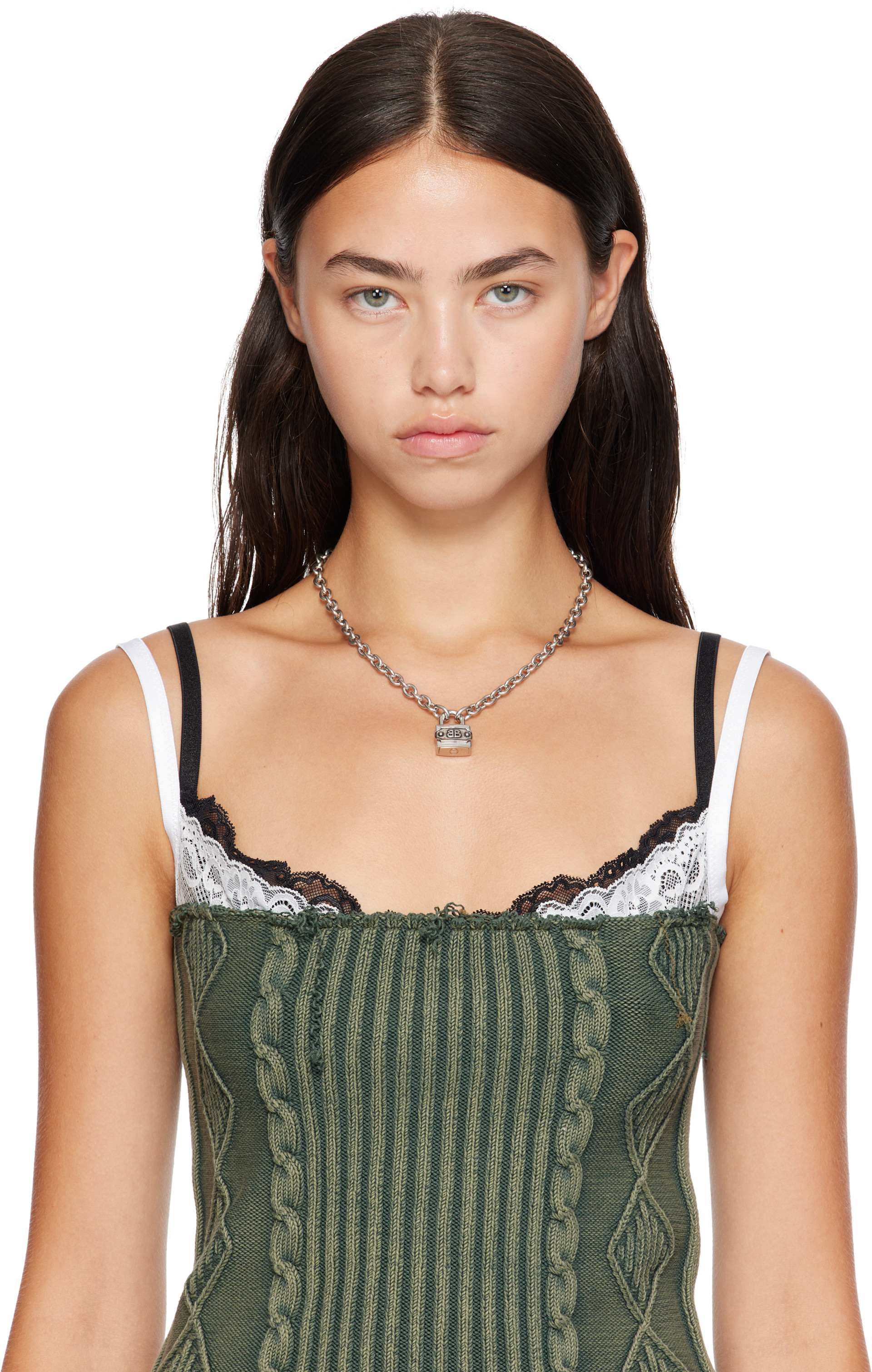 Balenciaga - Collier à cadenas à logo BB