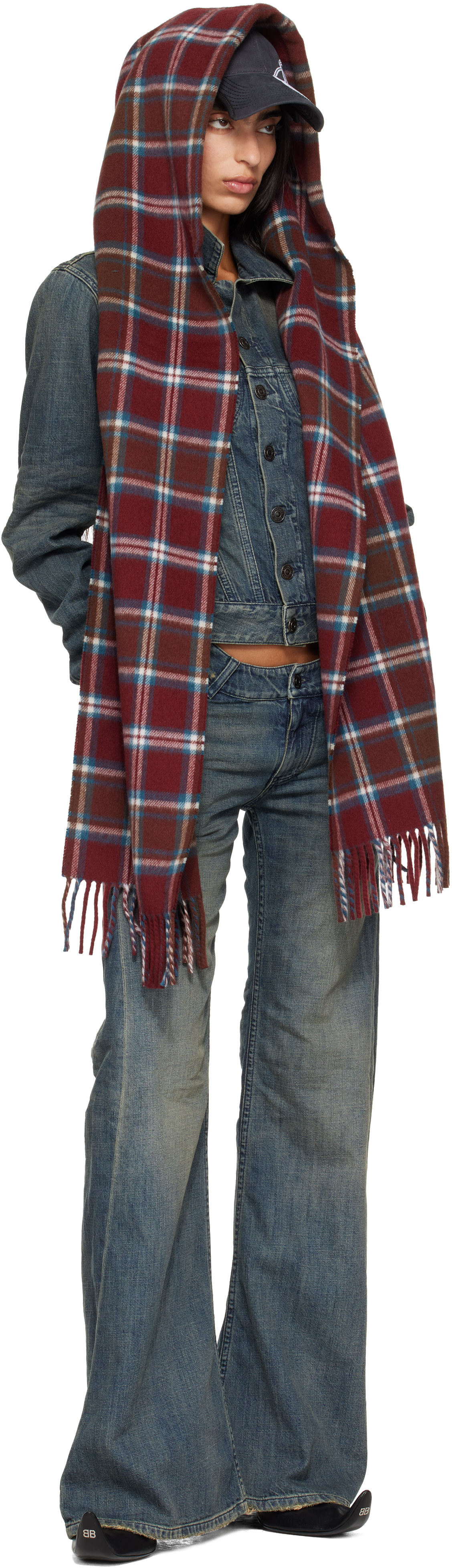 Balenciaga: Red Wool Hooded Scarf | SSENSE