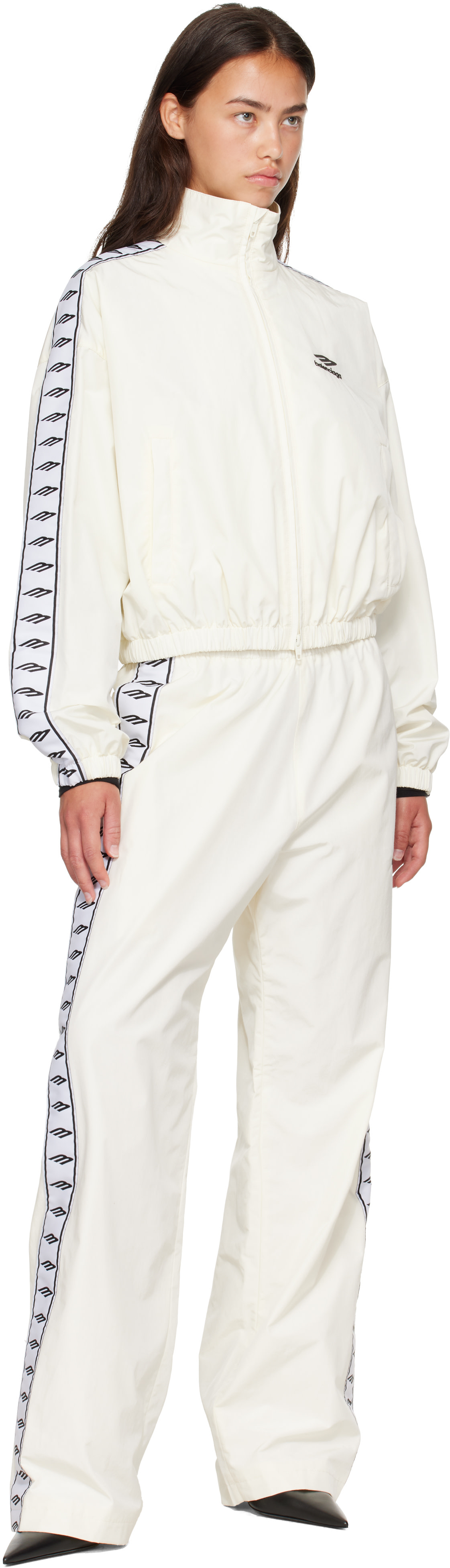 Balenciaga: Off-White Techno Cotton Poplin Track Pants | SSENSE Canada