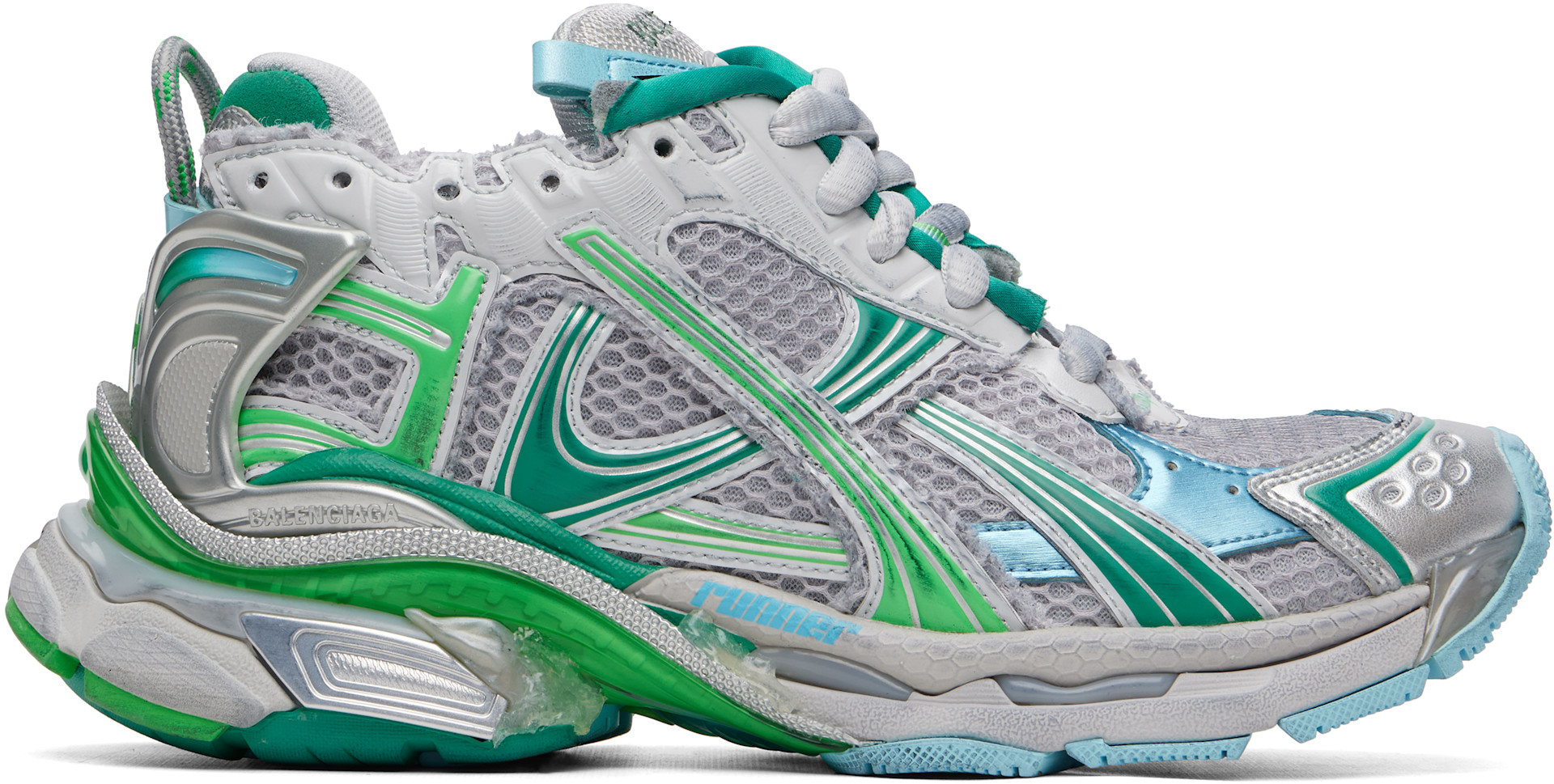 Balenciaga - Baskets de course gris et vert
