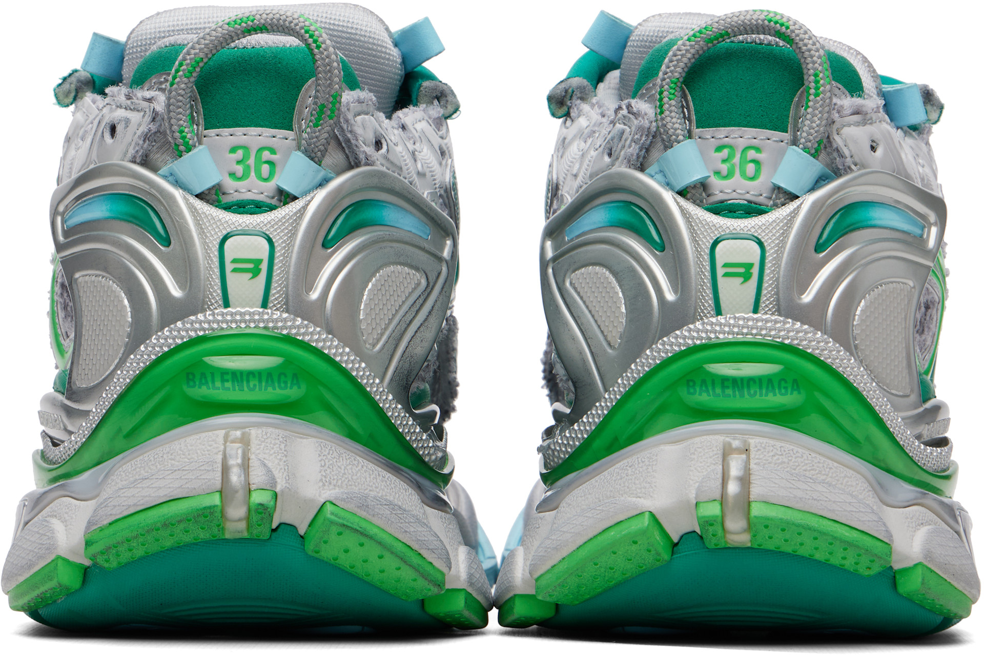 Balenciaga - Baskets de course gris et vert