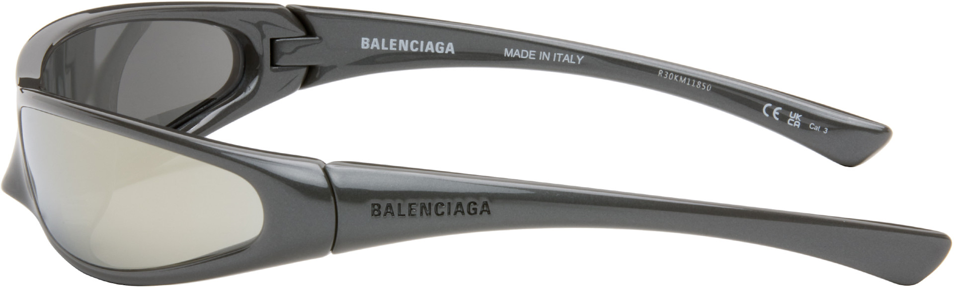 Balenciaga: Gray Mirrored Sunglasses | SSENSE