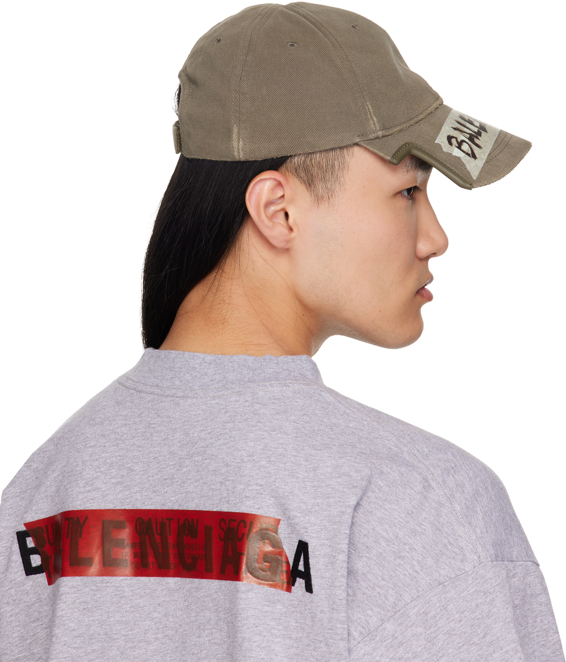 Balenciaga: カーキ Masking Tape キャップ | SSENSE 日本