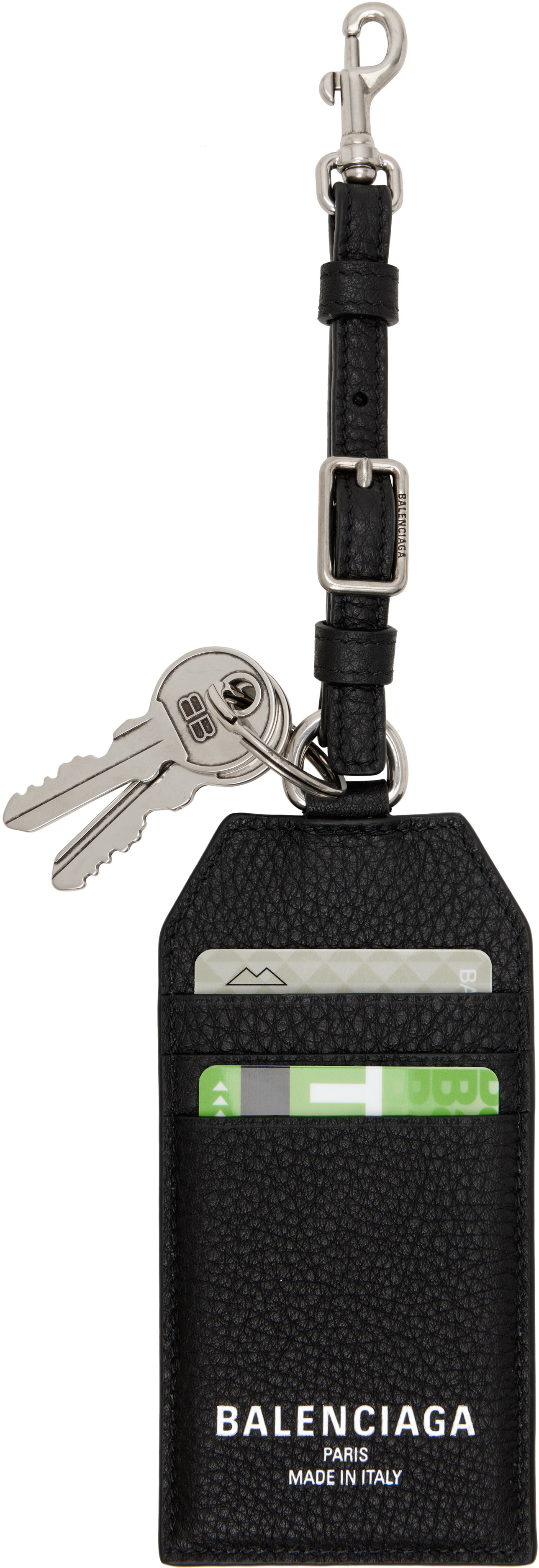 Balenciaga: Black Credit Charm Card Holder Keychain | SSENSE
