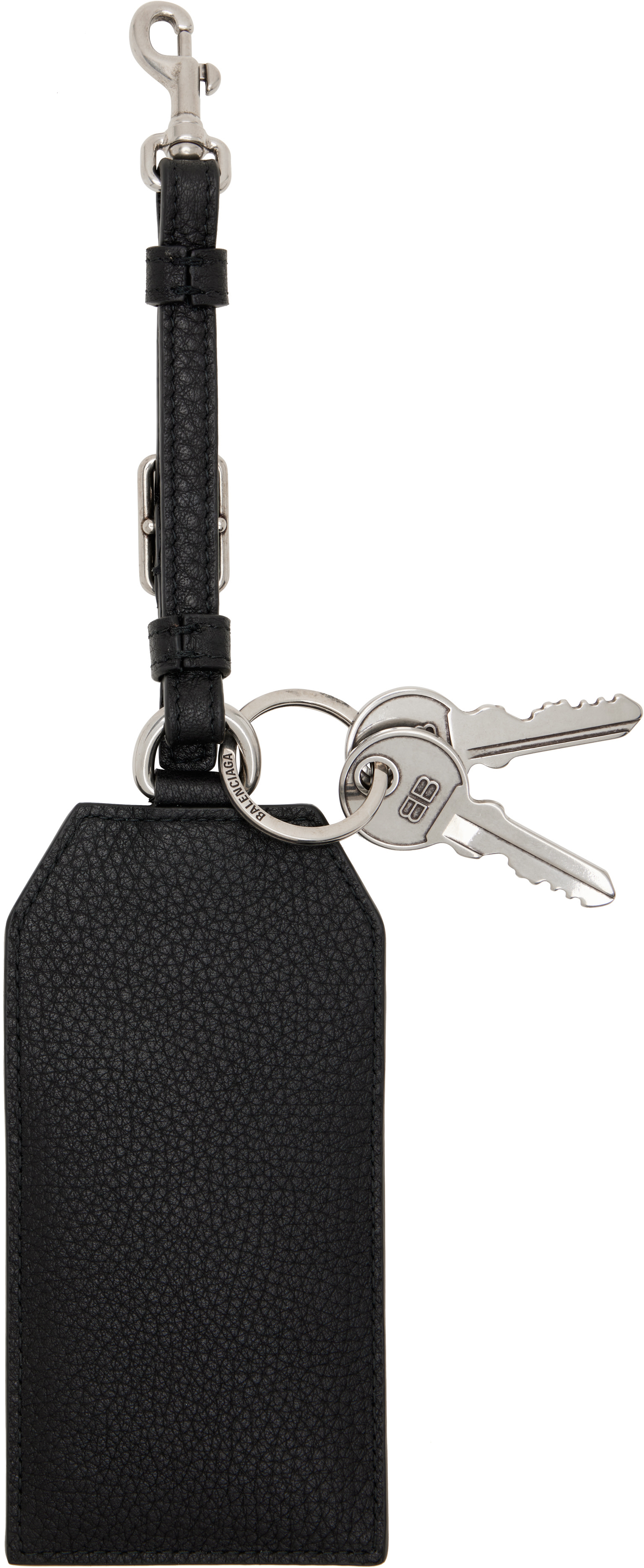 Balenciaga: Black Credit Charm Card Holder Keychain | SSENSE