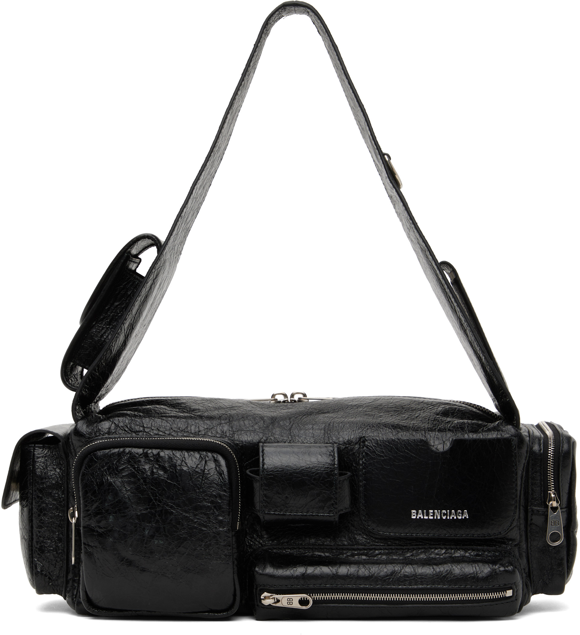 バッグ balenciaga superbusy slingbag small Balenciaga: Black Superbusy Small Sling Bag | SSENSE