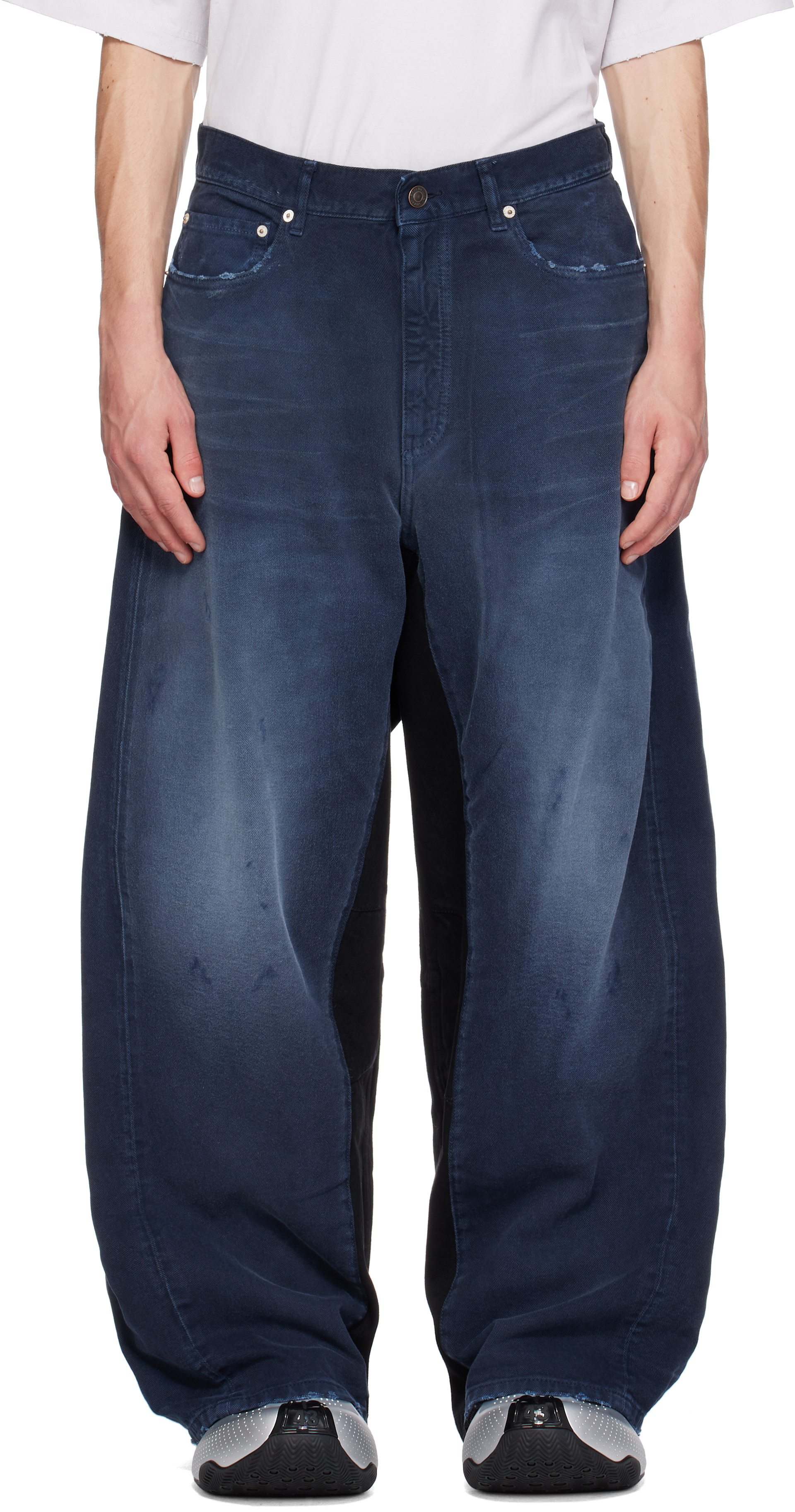 Balenciaga: Navy Patched Baggy Jeans | SSENSE Canada