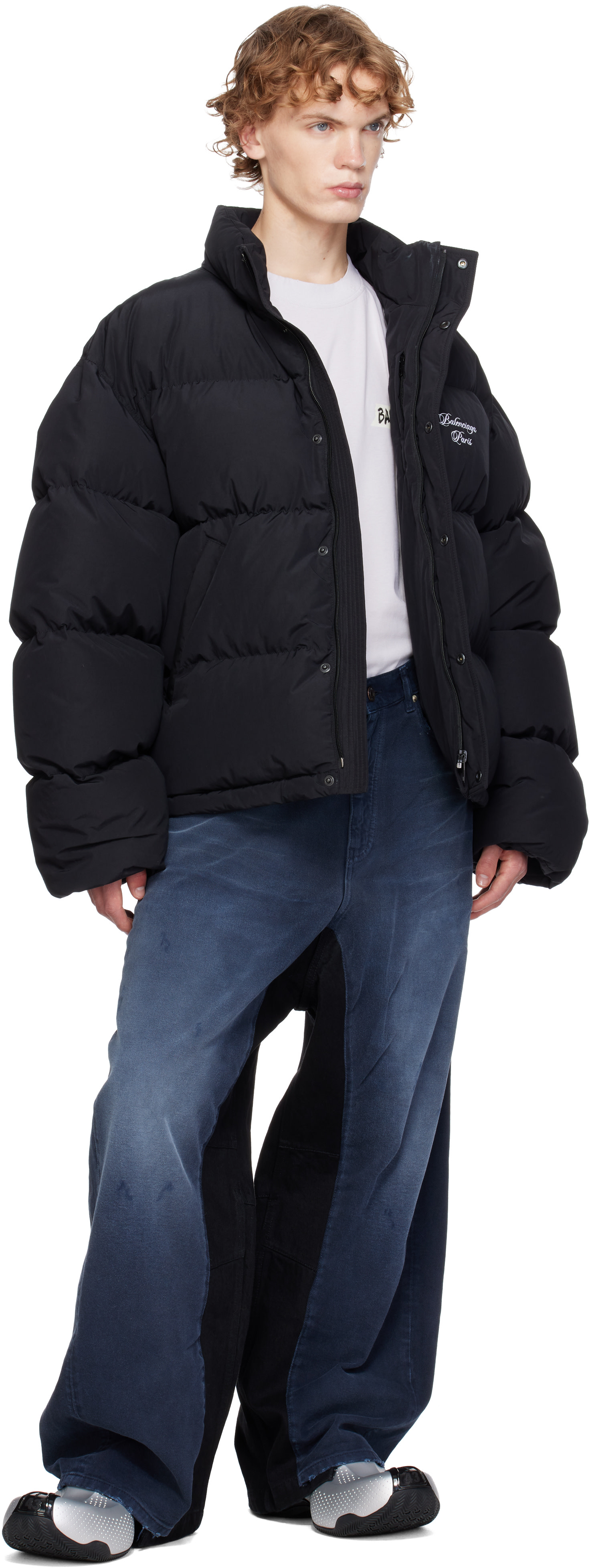 Balenciaga: ネイビー Patched バギージーンズ | SSENSE 日本