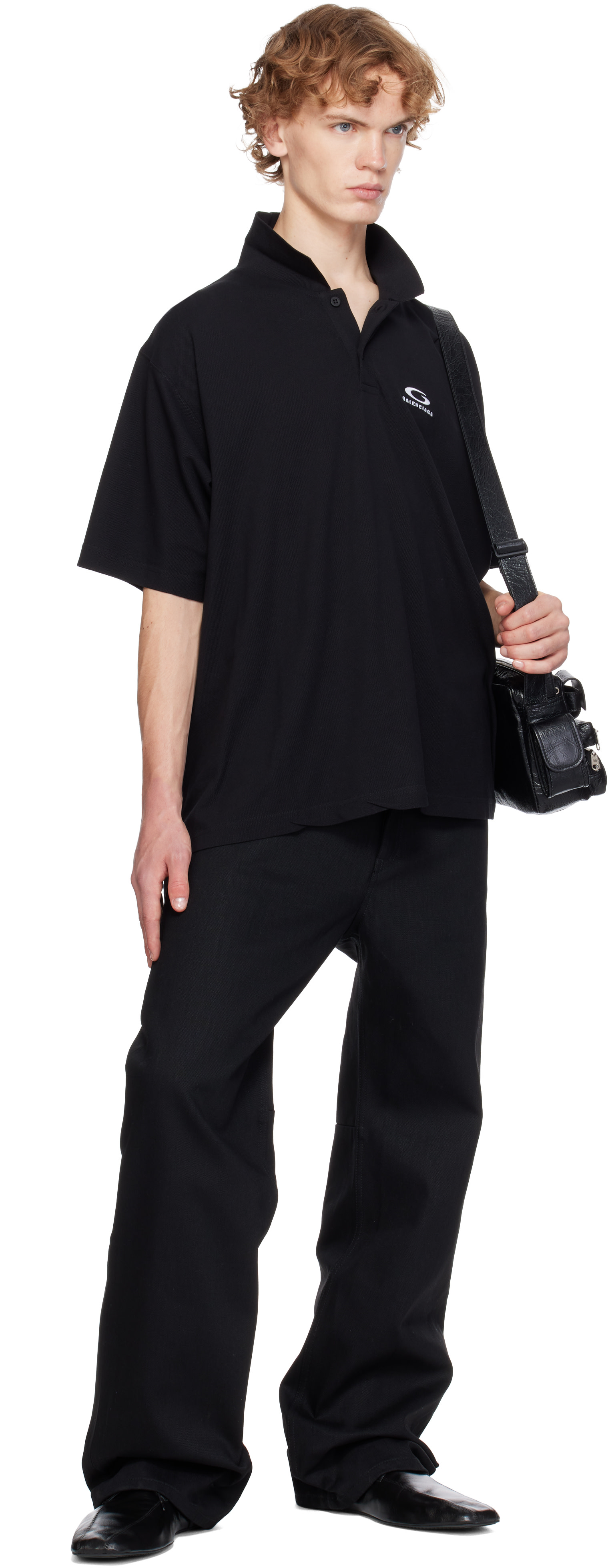 Balenciaga: Black Curved Knee Jeans | SSENSE