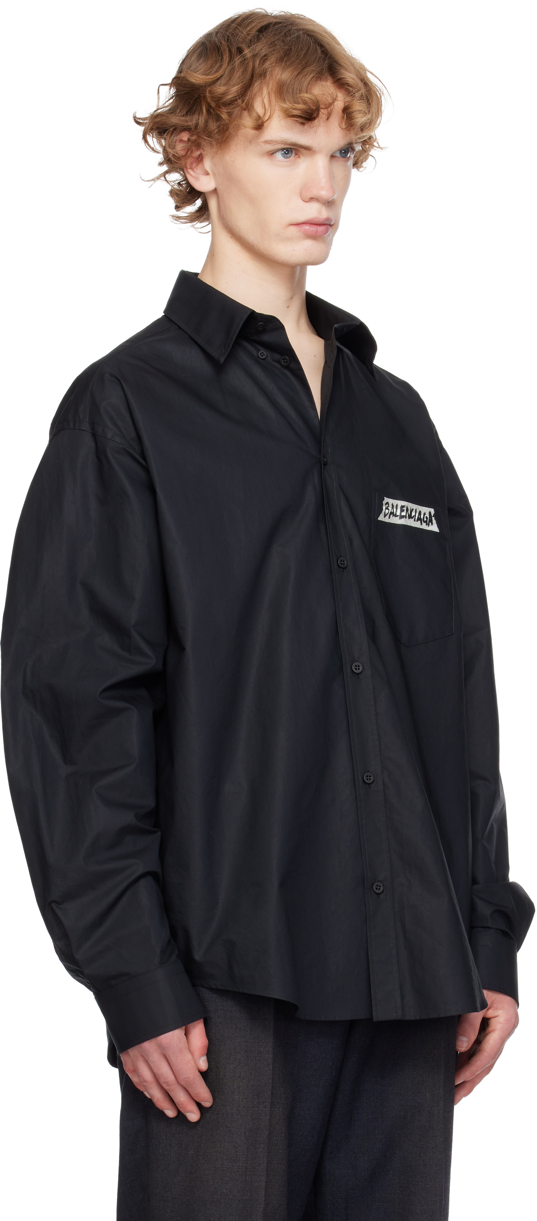 BALENCIAGA | Black Masking Tape Shirt Large Fit | Man