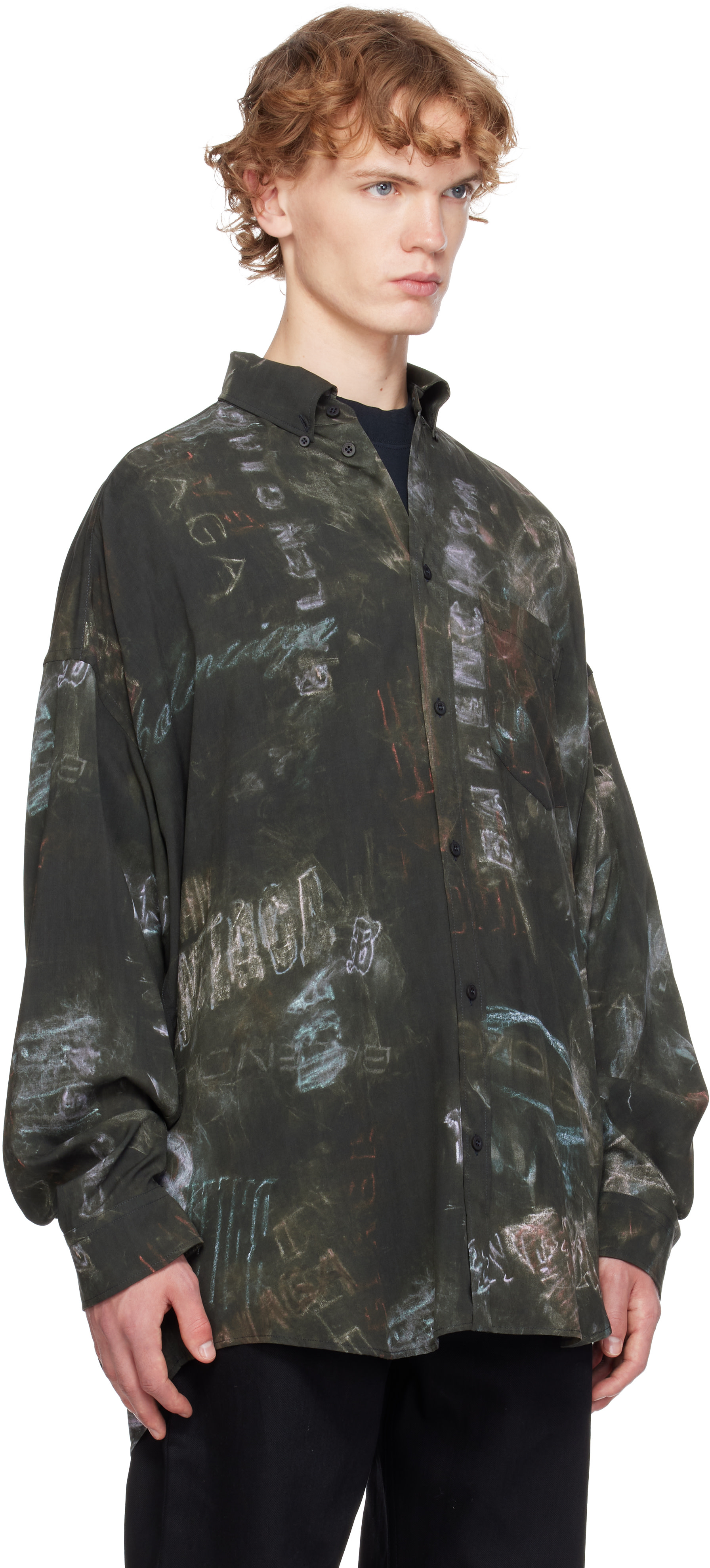 Balenciaga: グレー Washed Crayon Allover 長袖 コクーンシャツ