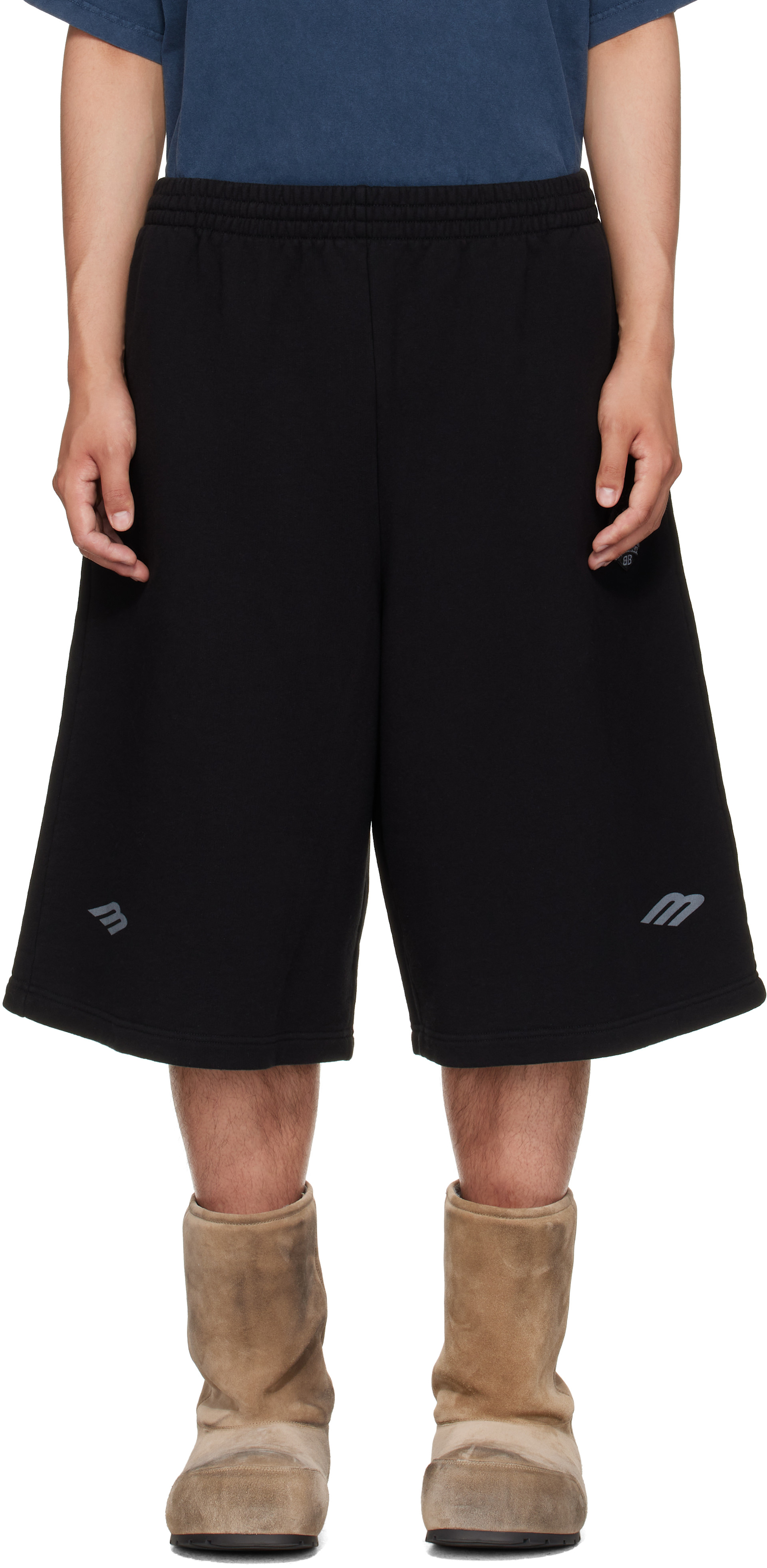 BALENCIAGA ブラック ショートパンツ UNIFIT Balenciaga: ブラック 3B Football ショートパンツ | SSENSE 日本