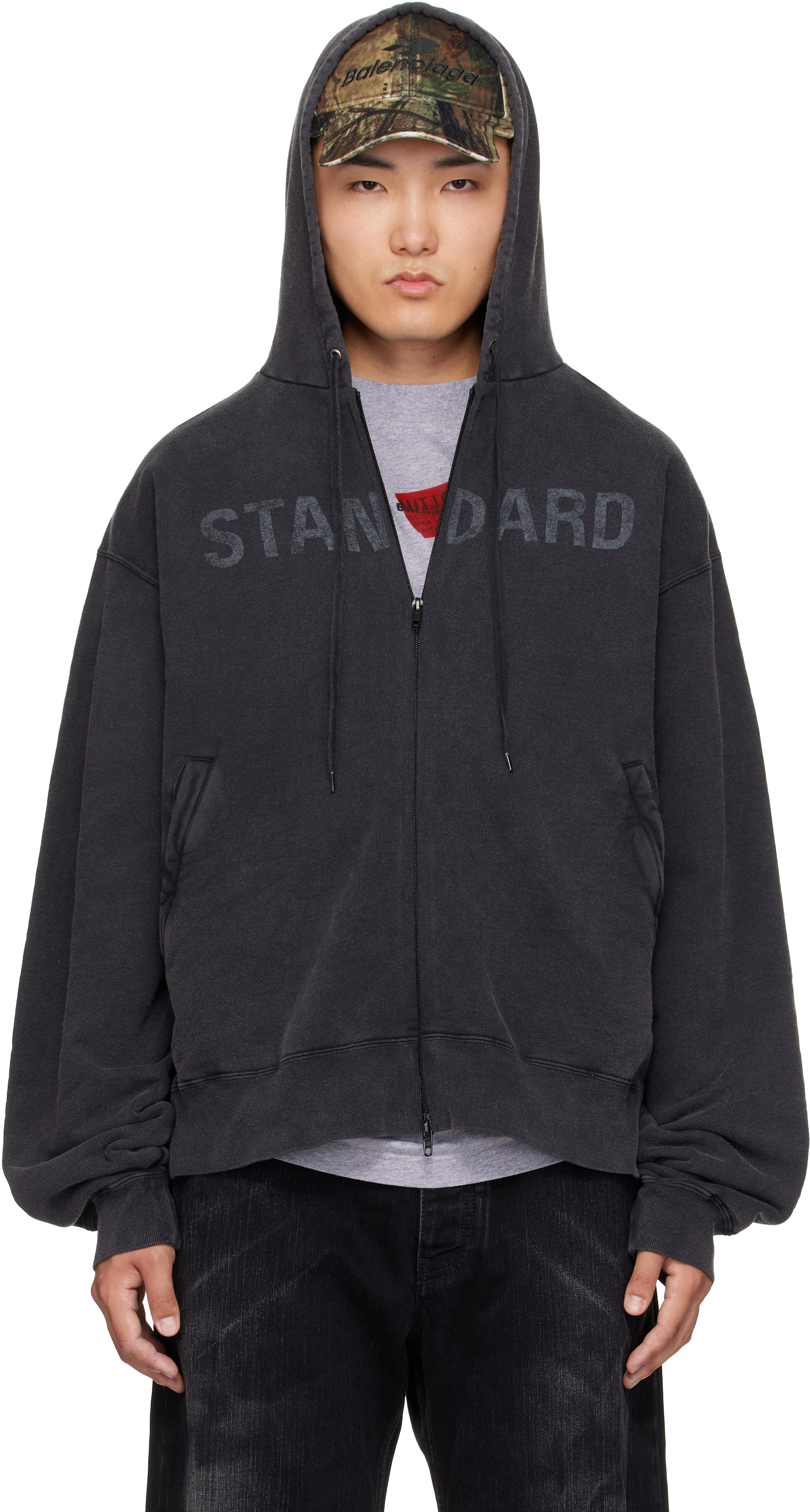 Balenciaga: ブラック 'Standard' ジップアップフーディ | SSENSE 日本