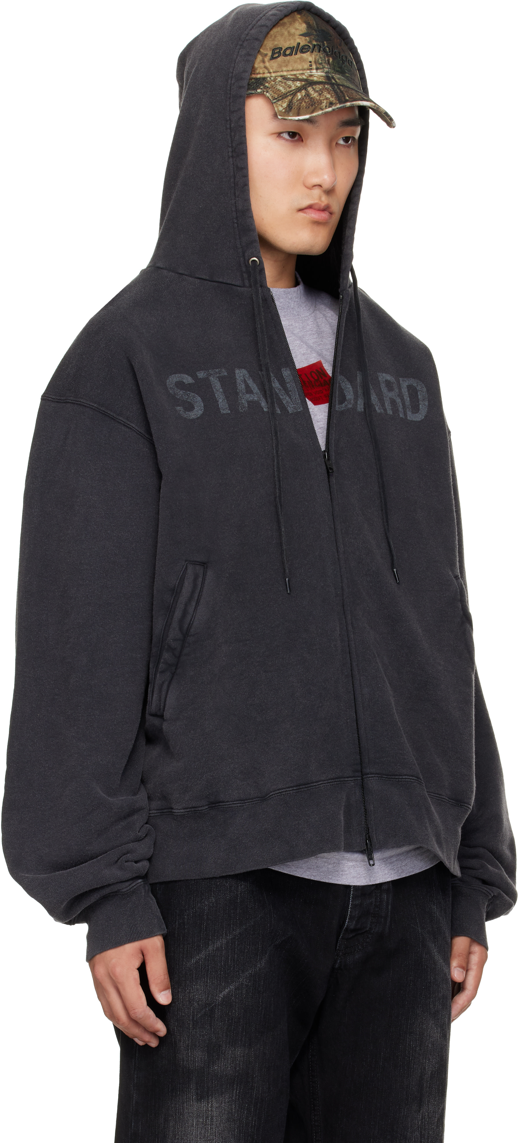 Balenciaga - Pull à capuche noir à glissière