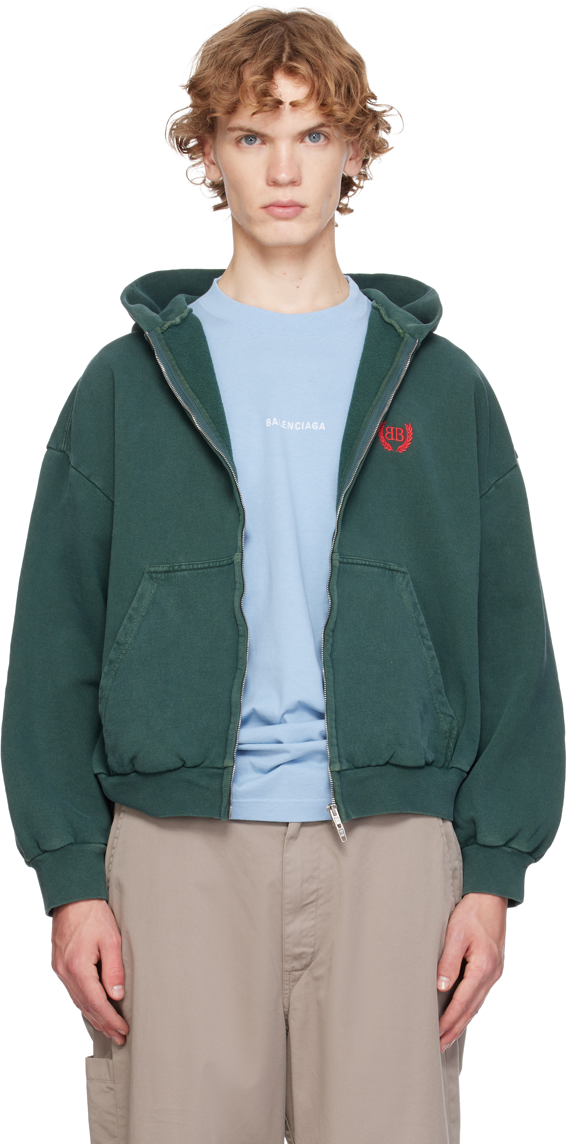 Balenciaga: グリーン Laurel Classic レギュラーフィット ジップ