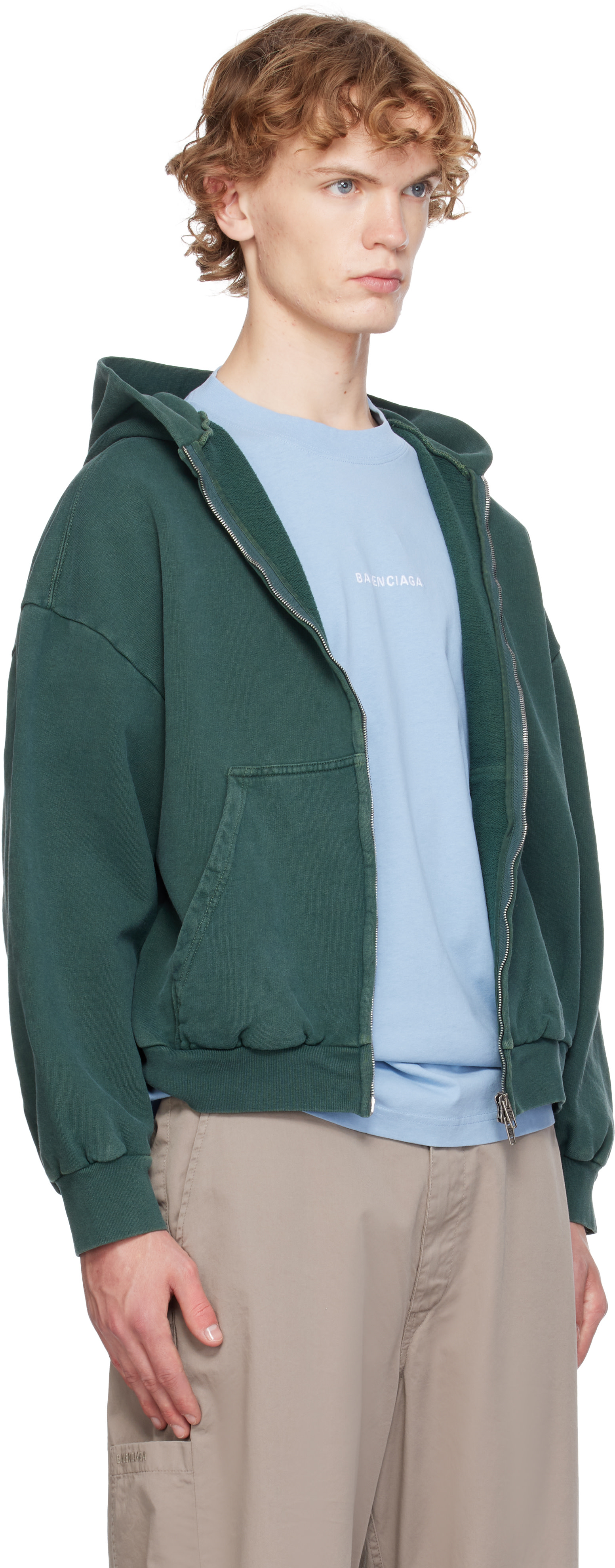 Balenciaga: グリーン Laurel Classic レギュラーフィット ジップ