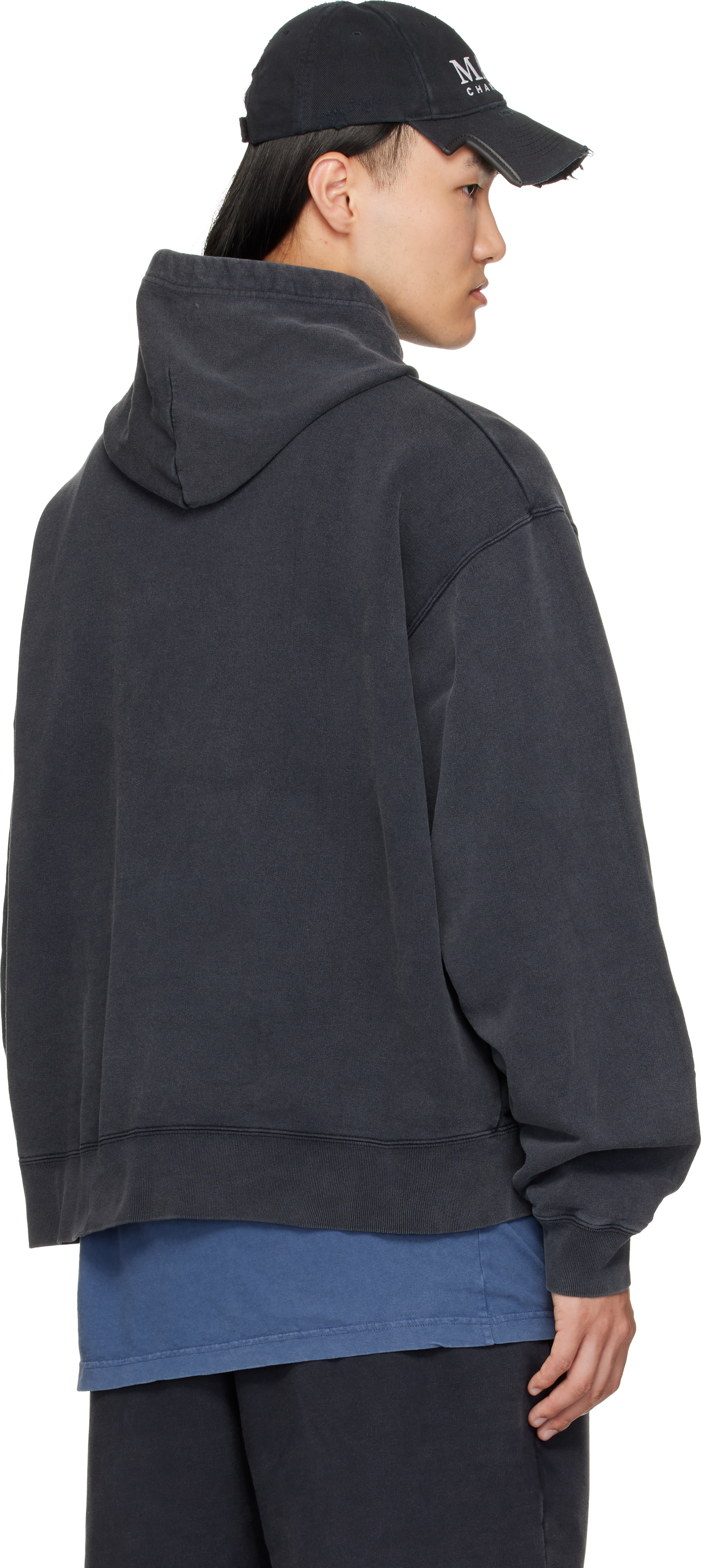 Balenciaga - Pull à capuche noir à effet délavé