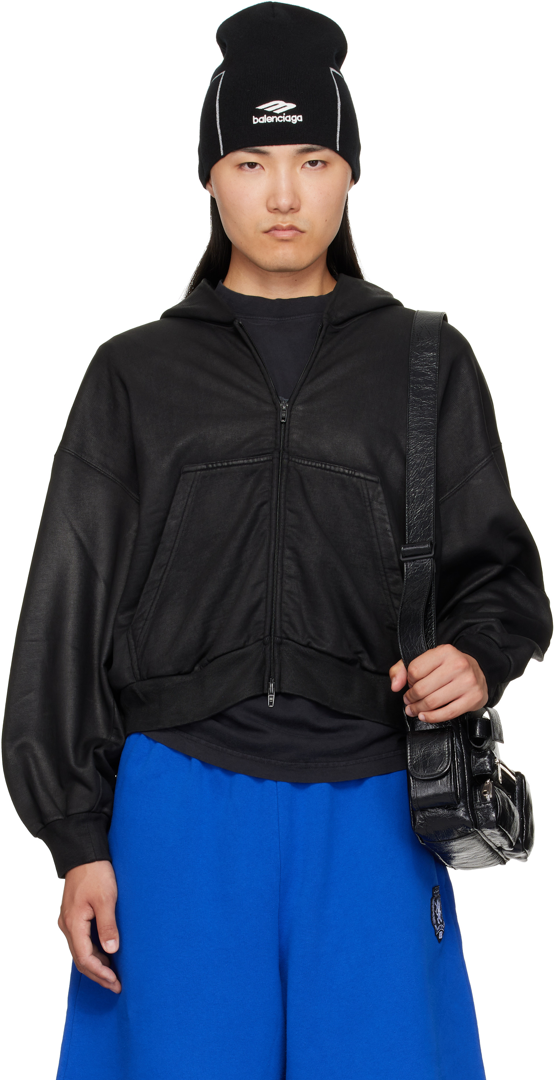 BALENCIAGA フーディ Balenciaga: Black Cropped Zip-Up Hoodie | SSENSE Puerto Rico