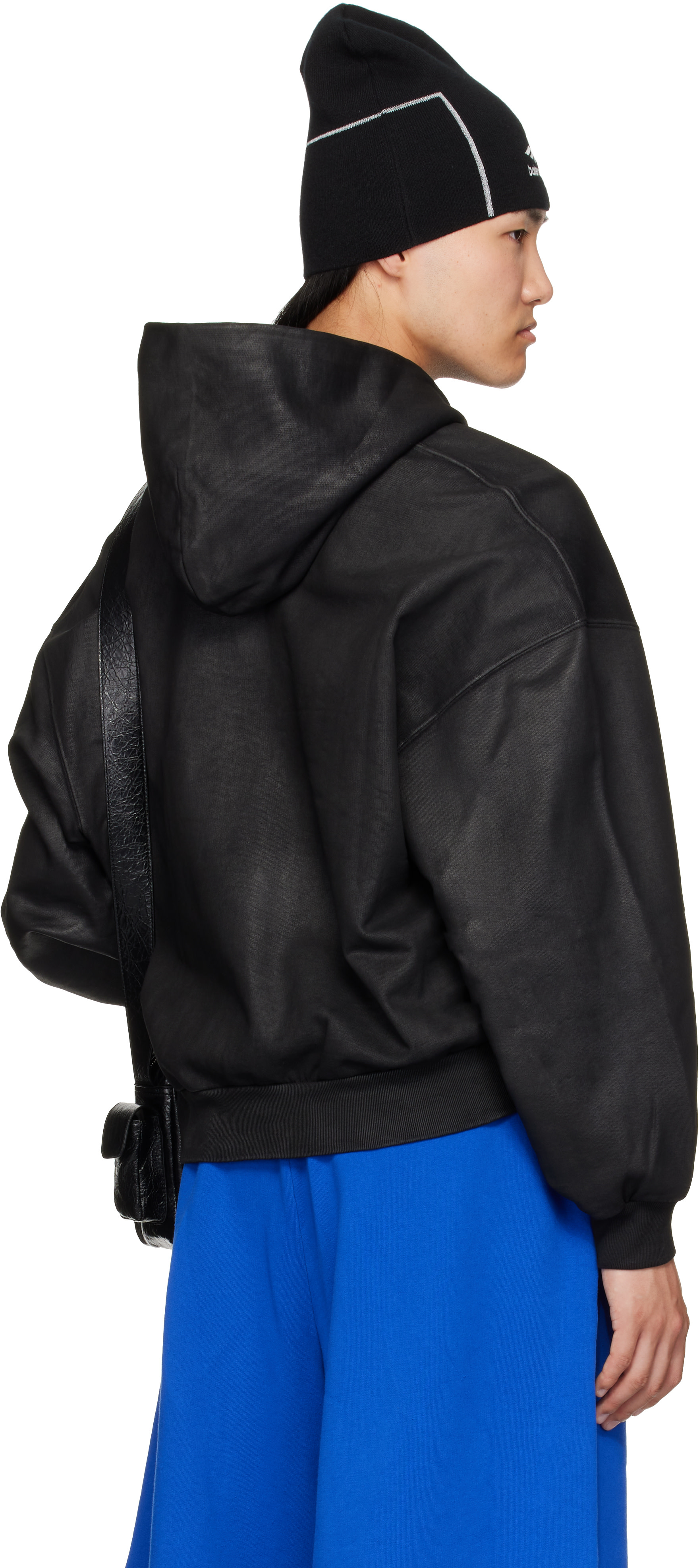 Balenciaga: ブラック クロップド ジップアップフーディ | SSENSE 日本