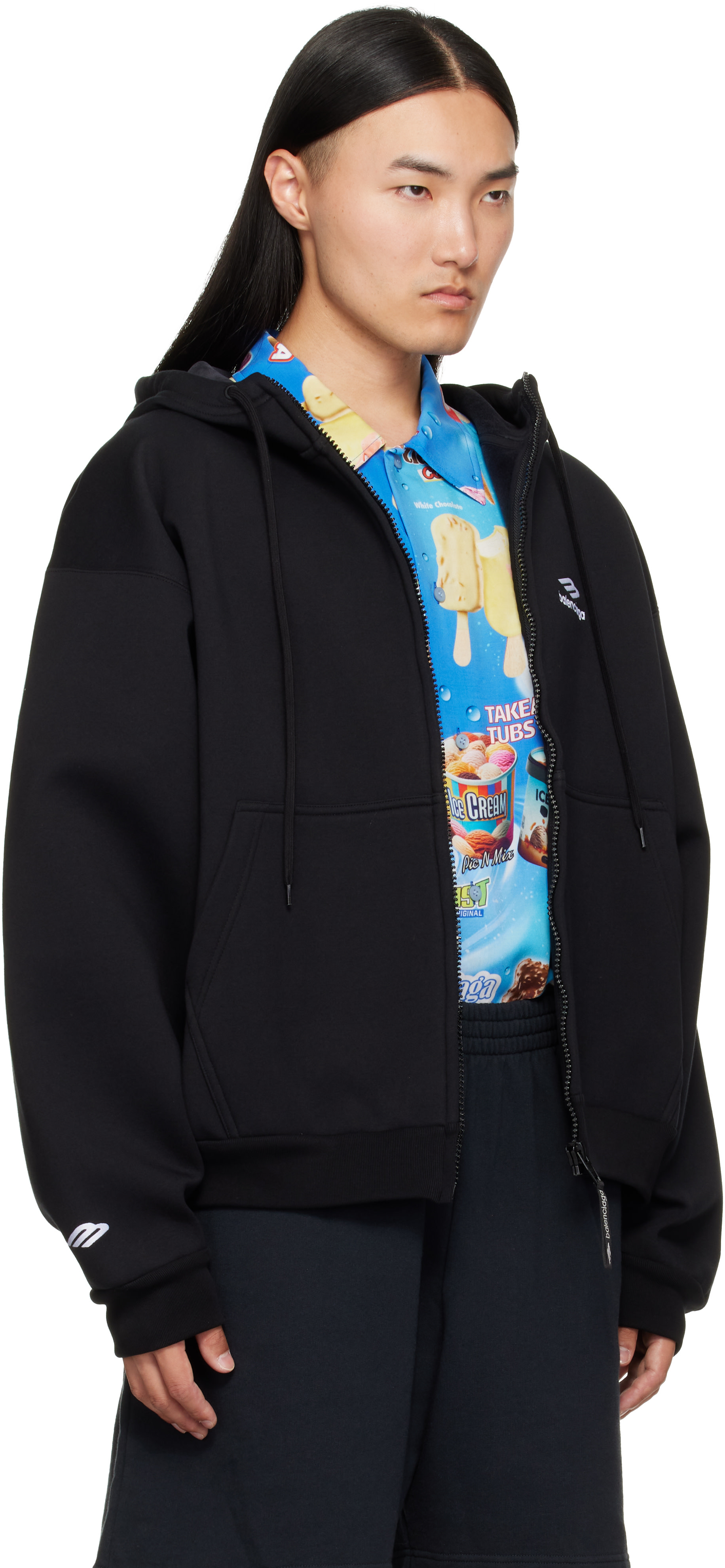 Balenciaga - Pull à capuche noir à glissière