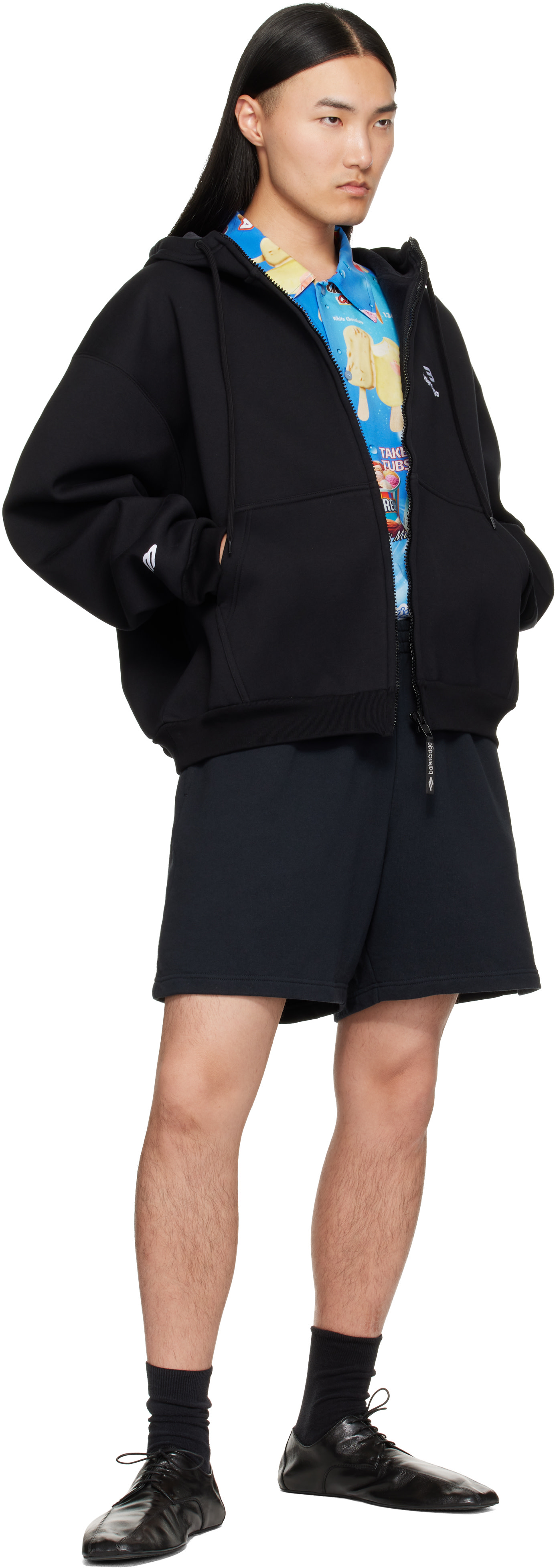 Balenciaga - Pull à capuche noir à glissière