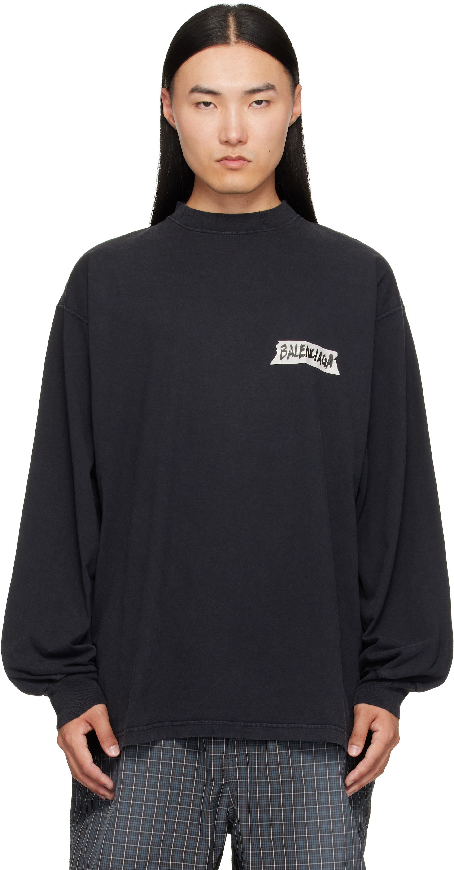 Balenciaga - 블랙 L/S 라지 티셔츠